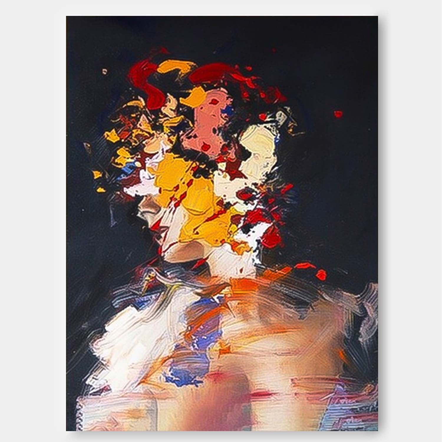 Modern Abstract Woman Painting Colorful Female Wall Art Framed Large Abstract Portrait Canvas Art