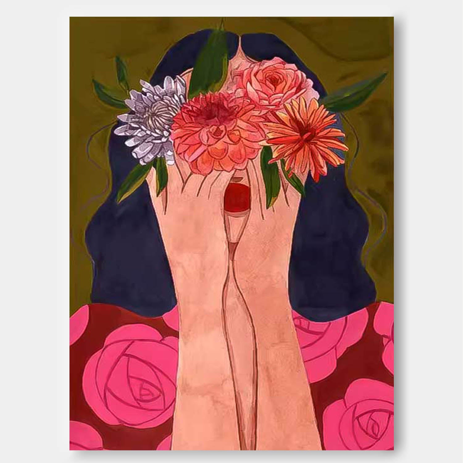 Abstract Character Image Oil Painting On Canvas Original Flower Girl Wall Art Modern Impressionism Art