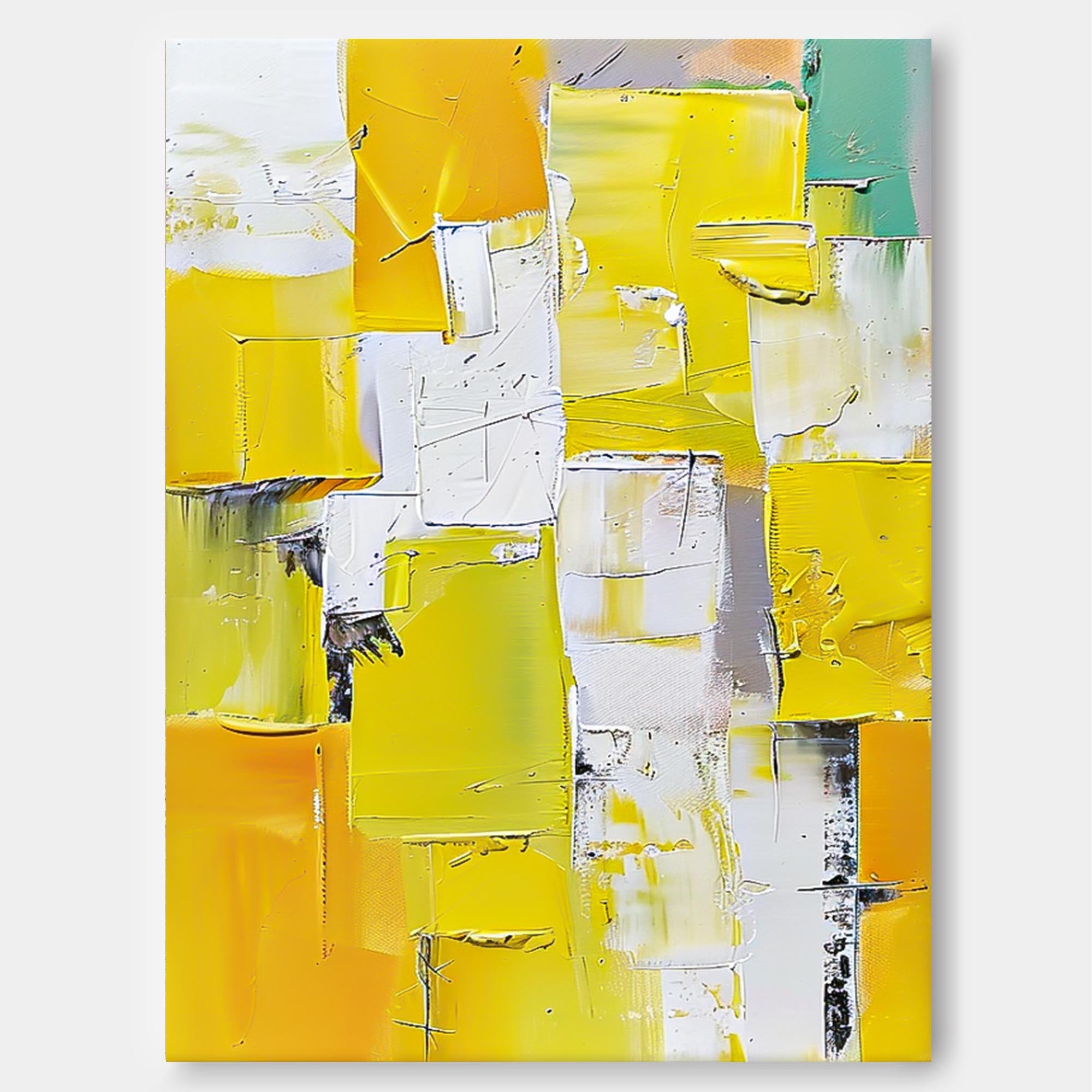 Vibrant Yellow Thick Texture Large Art Modern Abstract Artwork Original Oil Painting On Canvas For Living Room