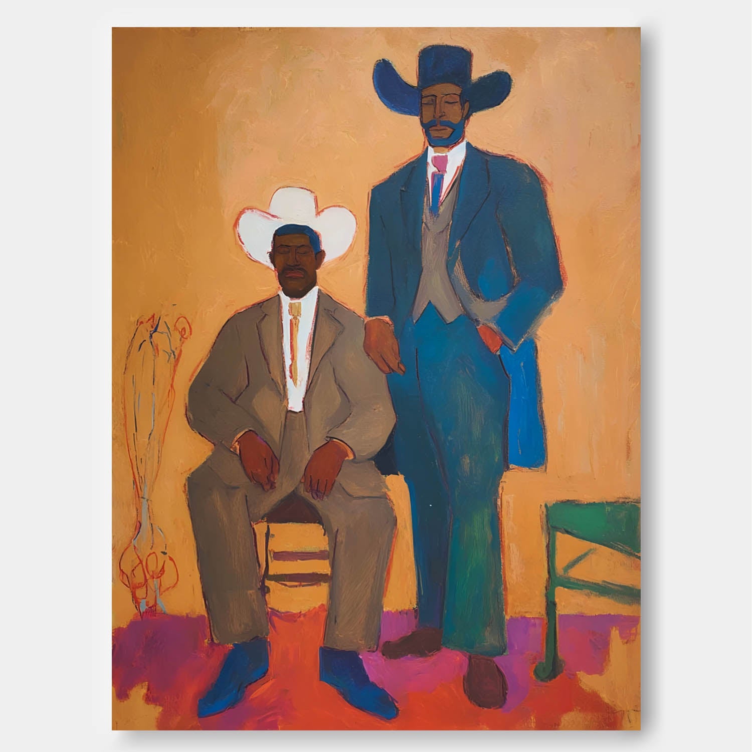 Cowboy Canvas Vintage Western Style Wall Decor Contemporary Figure Art Unique Artwork For Living Room Decor