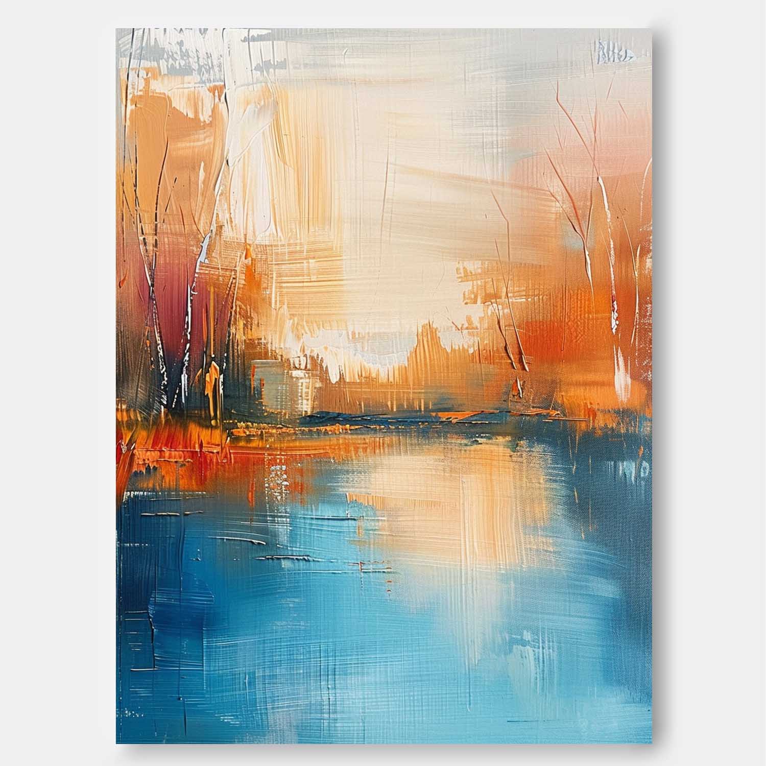 Original Vertical Scenery Painting Modern Landscape Wall Art Large Abstract Painting On Canvas