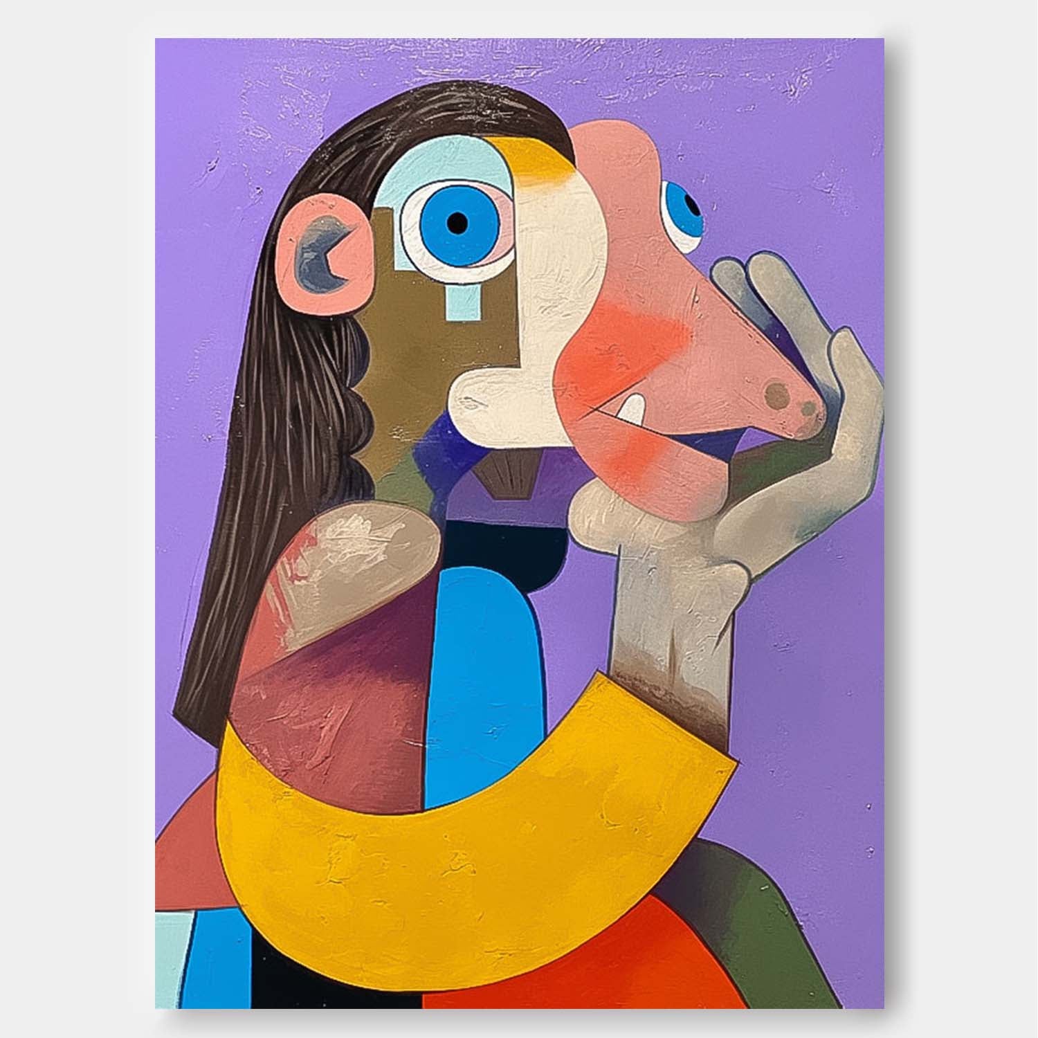 Cute Texture Animal Oil Painting Personification Acrylic Painting Modern Colorful Abstract Wall Art Decor