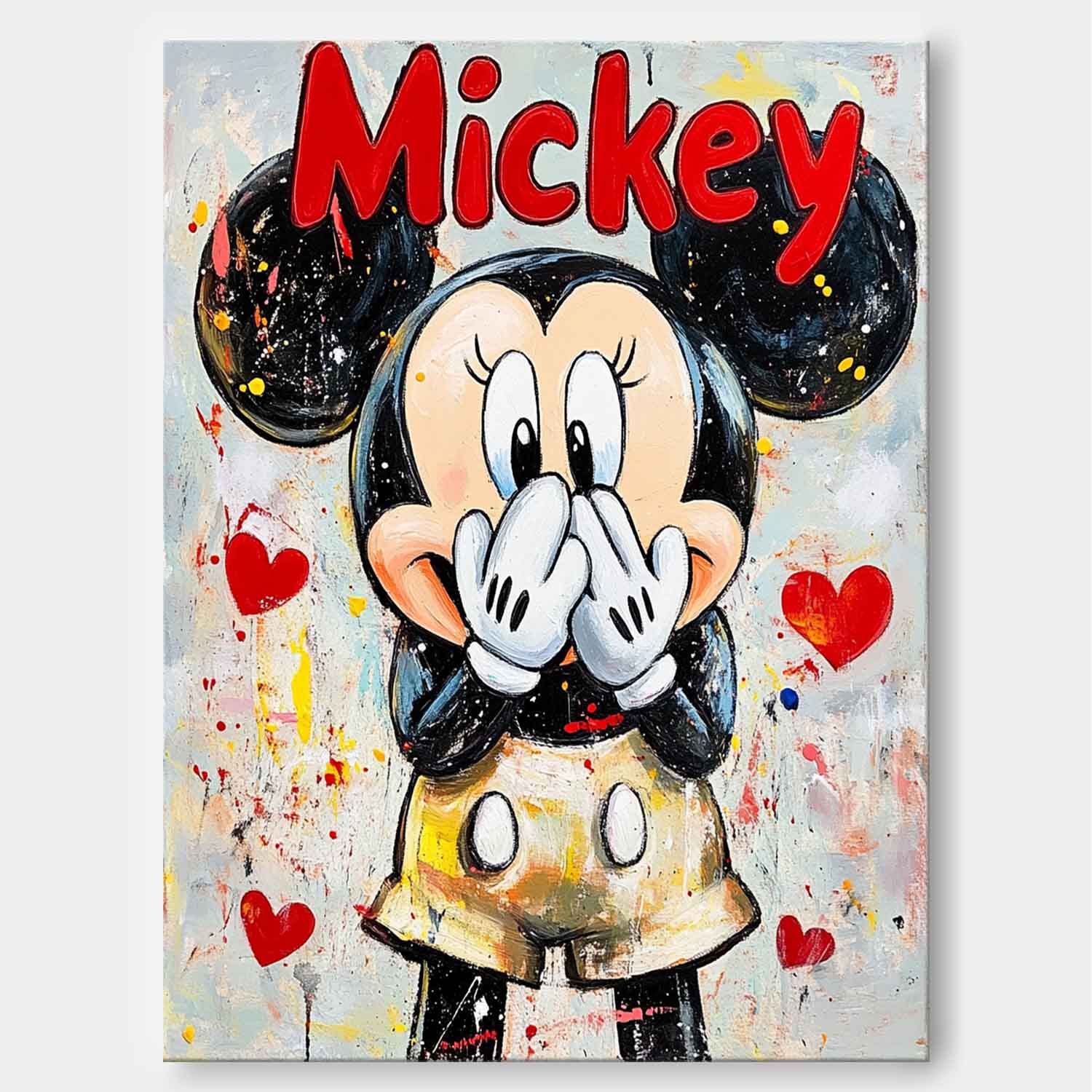 Colorful Cute Cartoon Characters Abstract Artwork Original Mickey Wall Art Large Figure Painting Gift