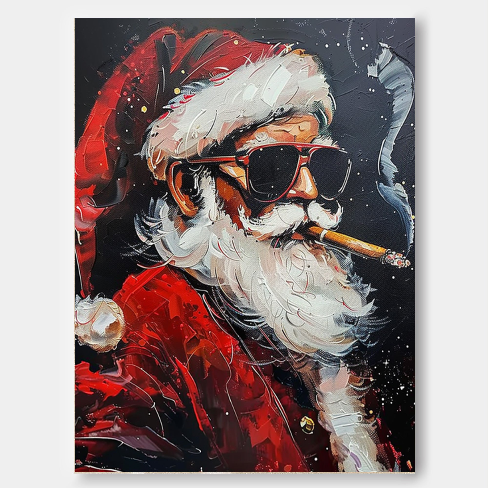 Texture Cool Santa Claus Christmas Portrait Large Christmas Wall Art Vntage Santa Claus Holiday Decoration