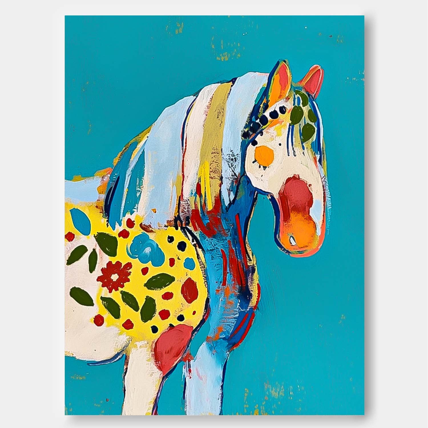 Minimalism Graffiti Animal Oil Painting Modern Horse Abstract Wall Art Large Acrylic Painting Home Decor