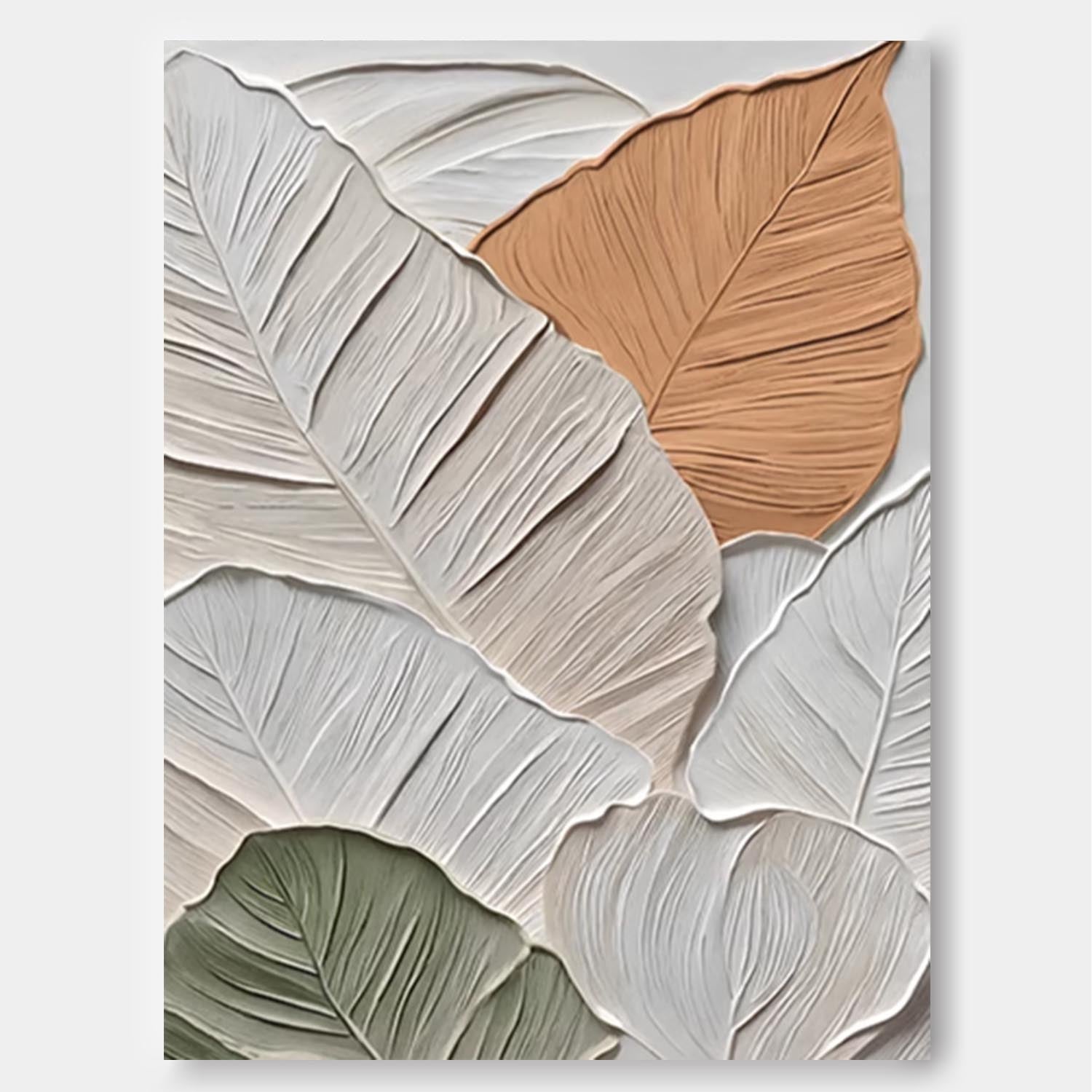 3D Leaf Painting Acrylic Textured Foliage Art Impressionist Plant Paintings For Living Roomleaf