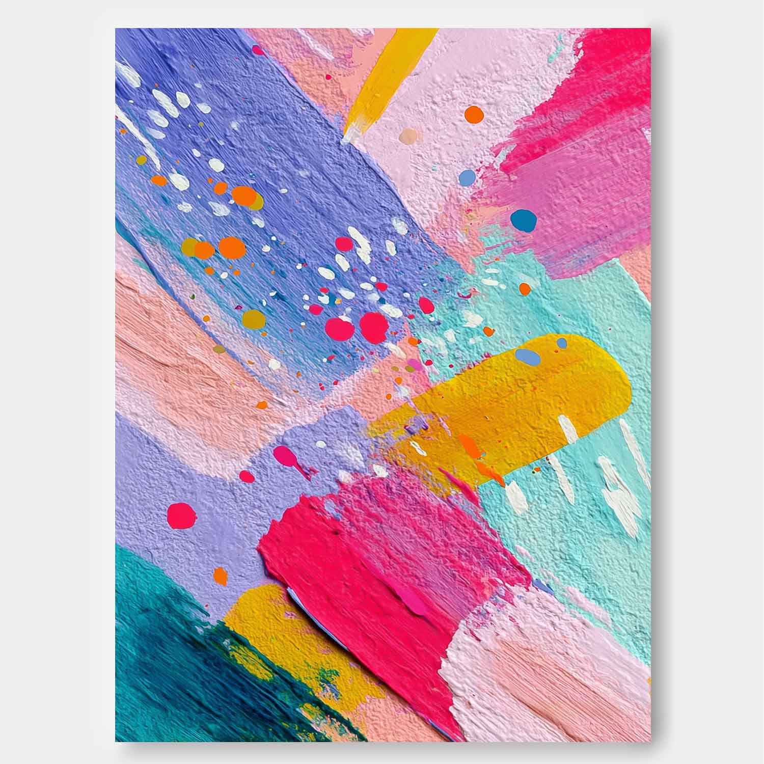 Colorful Abstract Painting Modern Wall Art Decor Textured Brushstrokes Handmade Canvas For Living Room