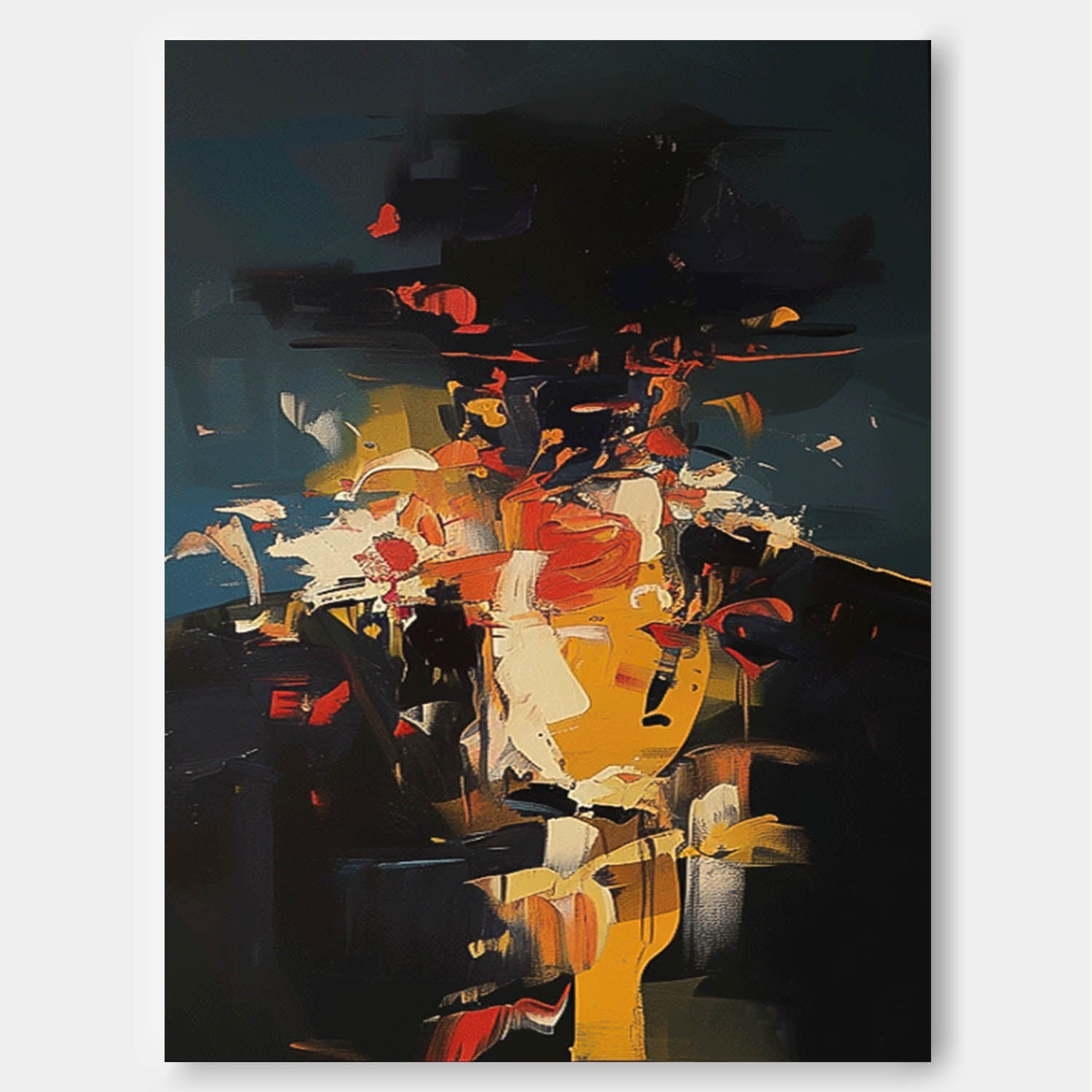 Black Series Large Portrait Painting Original Cool Man Wall Art Abstract Faceless Artwork For Living Room