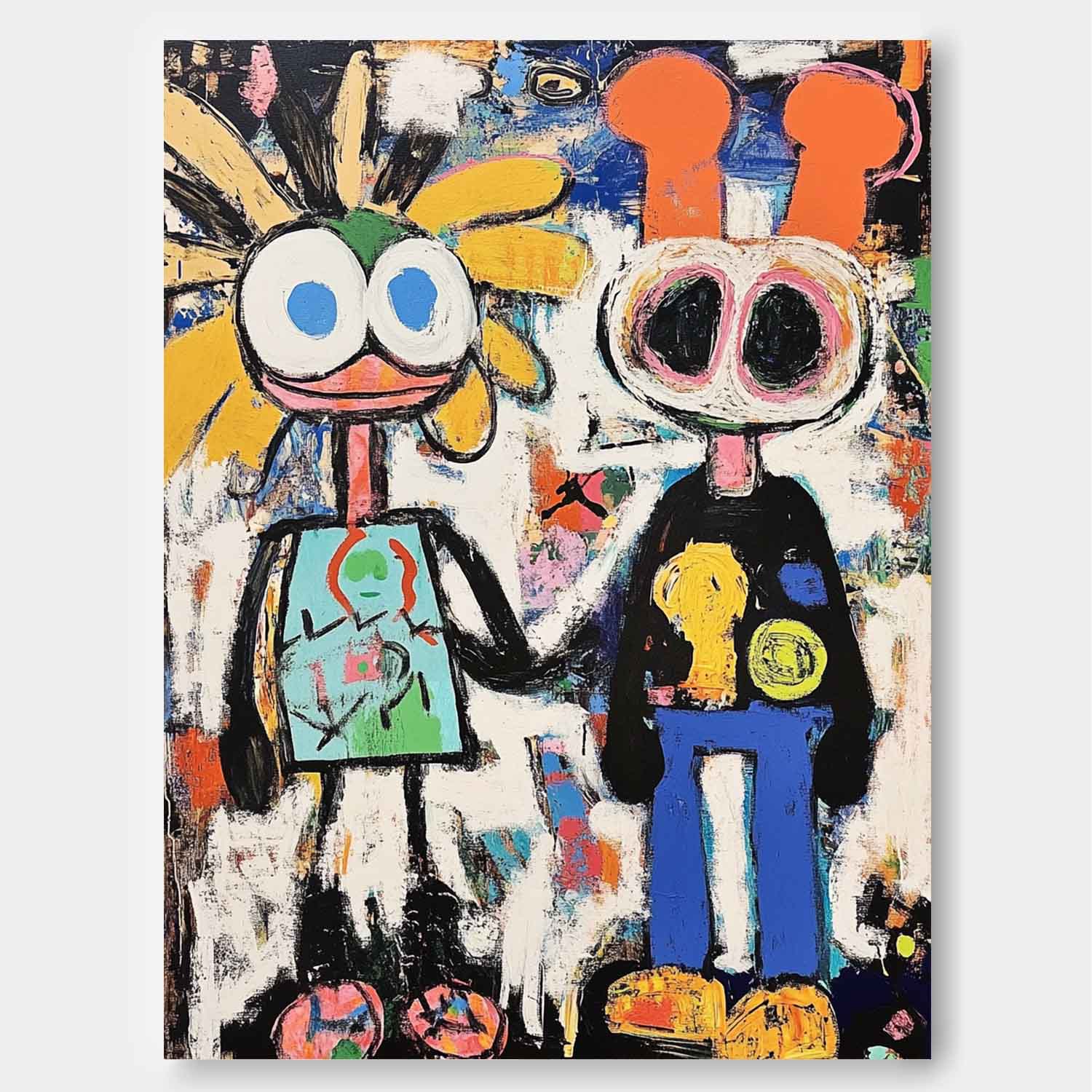 Abstract Cute Characters Painting Canvas Large Graffiti Cartoon Figure Wall Art Original Features Artwork