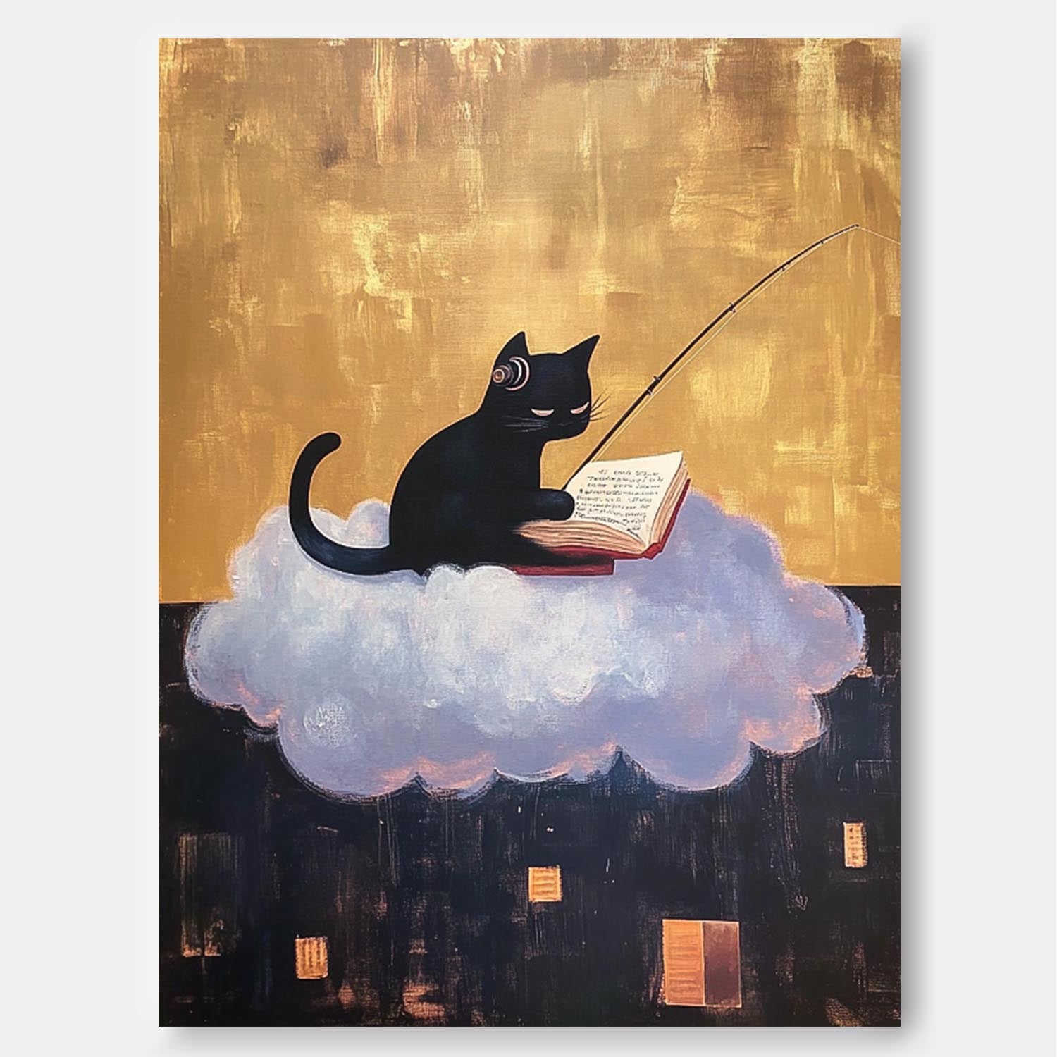 Personification Acrylic Painting Modern Cute Kitten Texture Animal Oil Painting Abstract Wall Art Decor