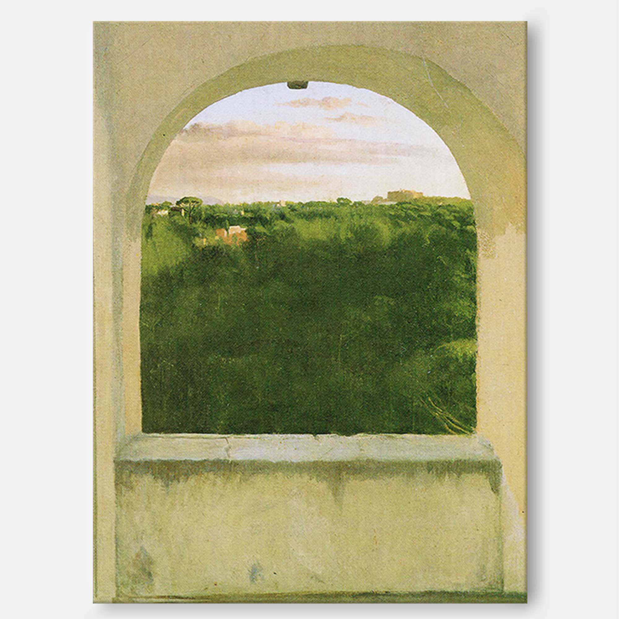 Green Landscape Window View Canvas Art Modern Abstract oil painting Wall Art Living Room