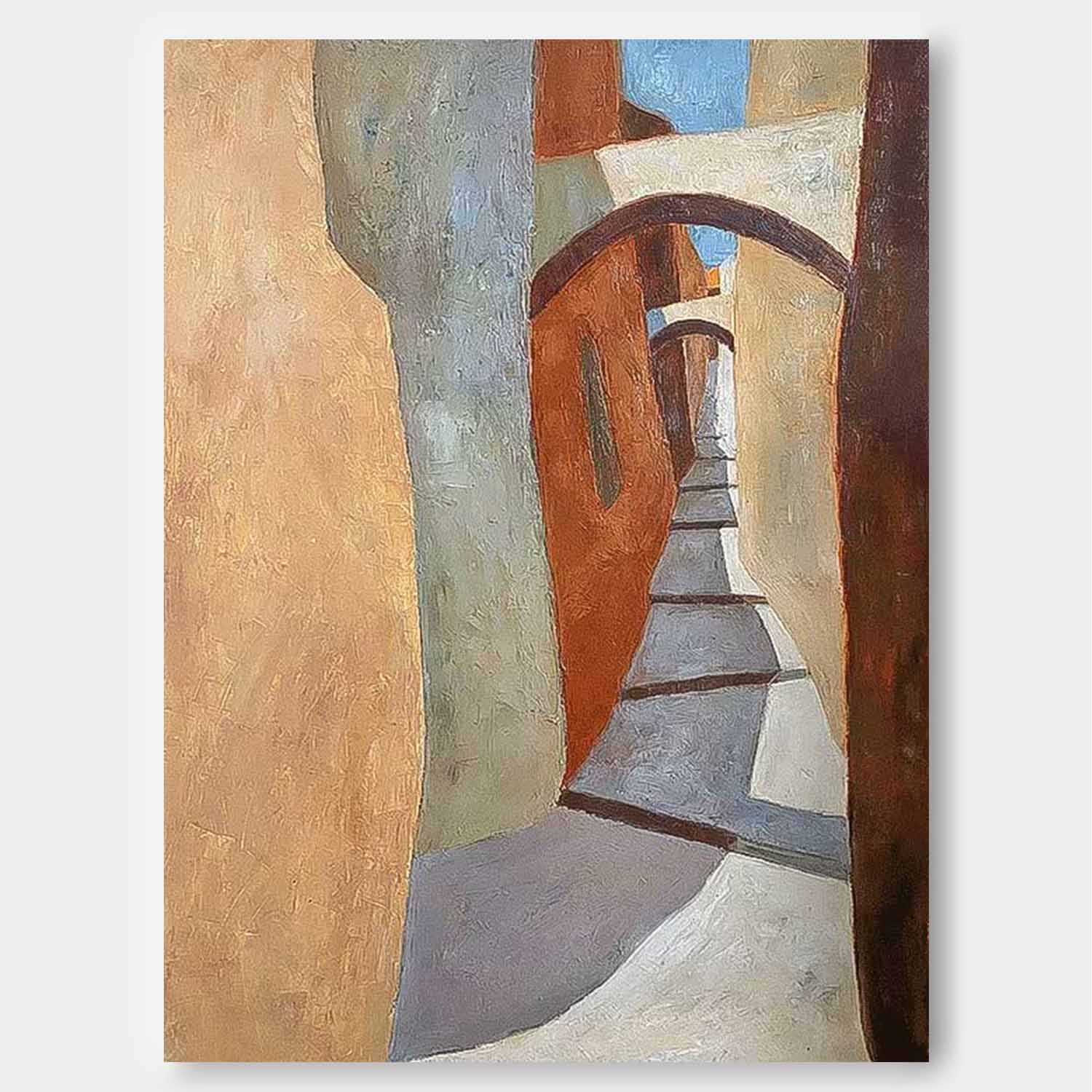 Cheap Warm Color Abstract Wall Art Large Contemporary Alley Acrylic Painting On Canvas Graet Quality artworks