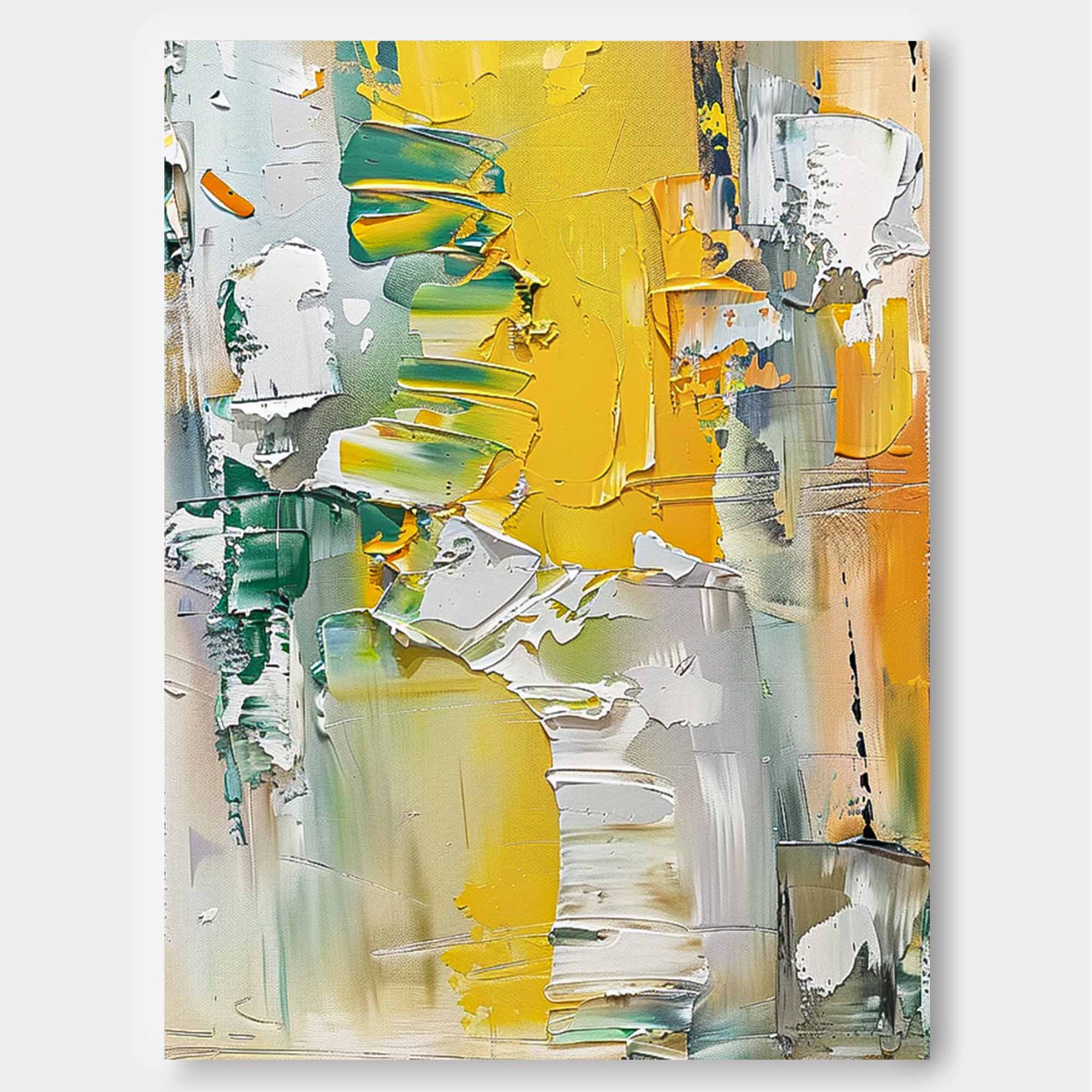 Vibrant Yellow Thick Texture Large Art Modern Abstract Artwork Original Oil Painting On Canvas Home Decor