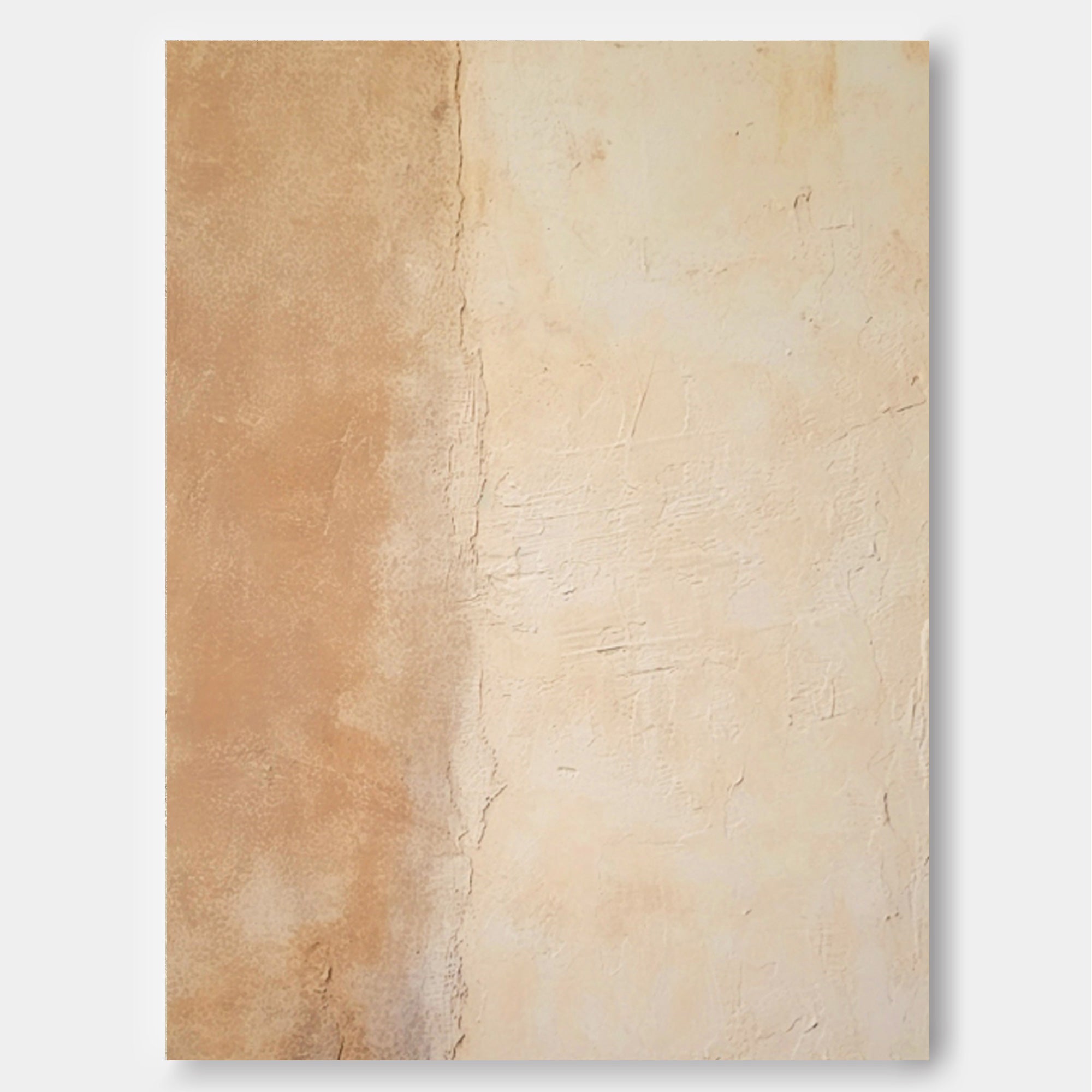 Beige and Yellow Minimalist Wall Art Canvas Framed Oil Painting Abstract Large Vintage Oil Painting Home Decor