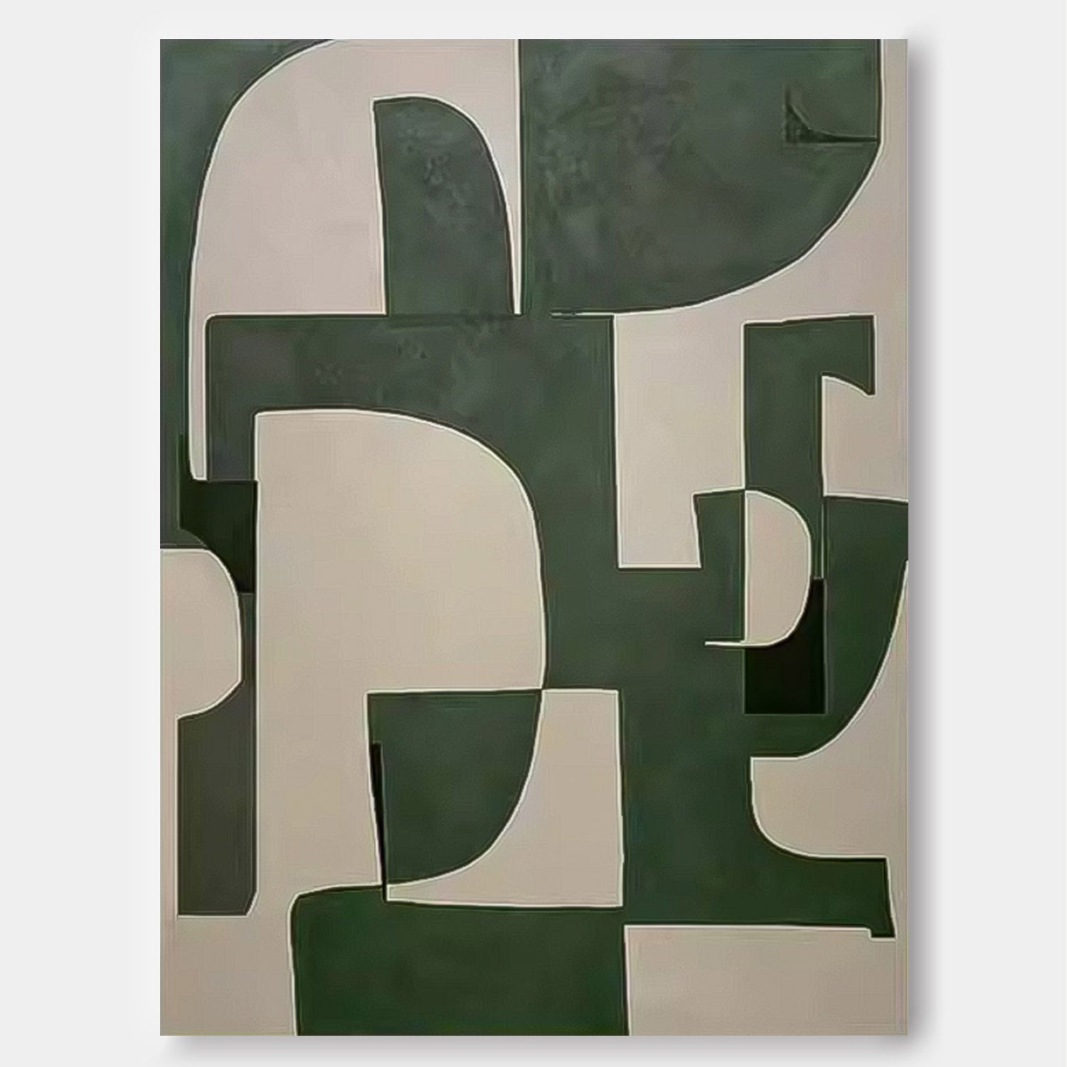 Original Minimalist Artwork Large Green Geometric Wall Art Texture Abstract Canvas Oil Painting