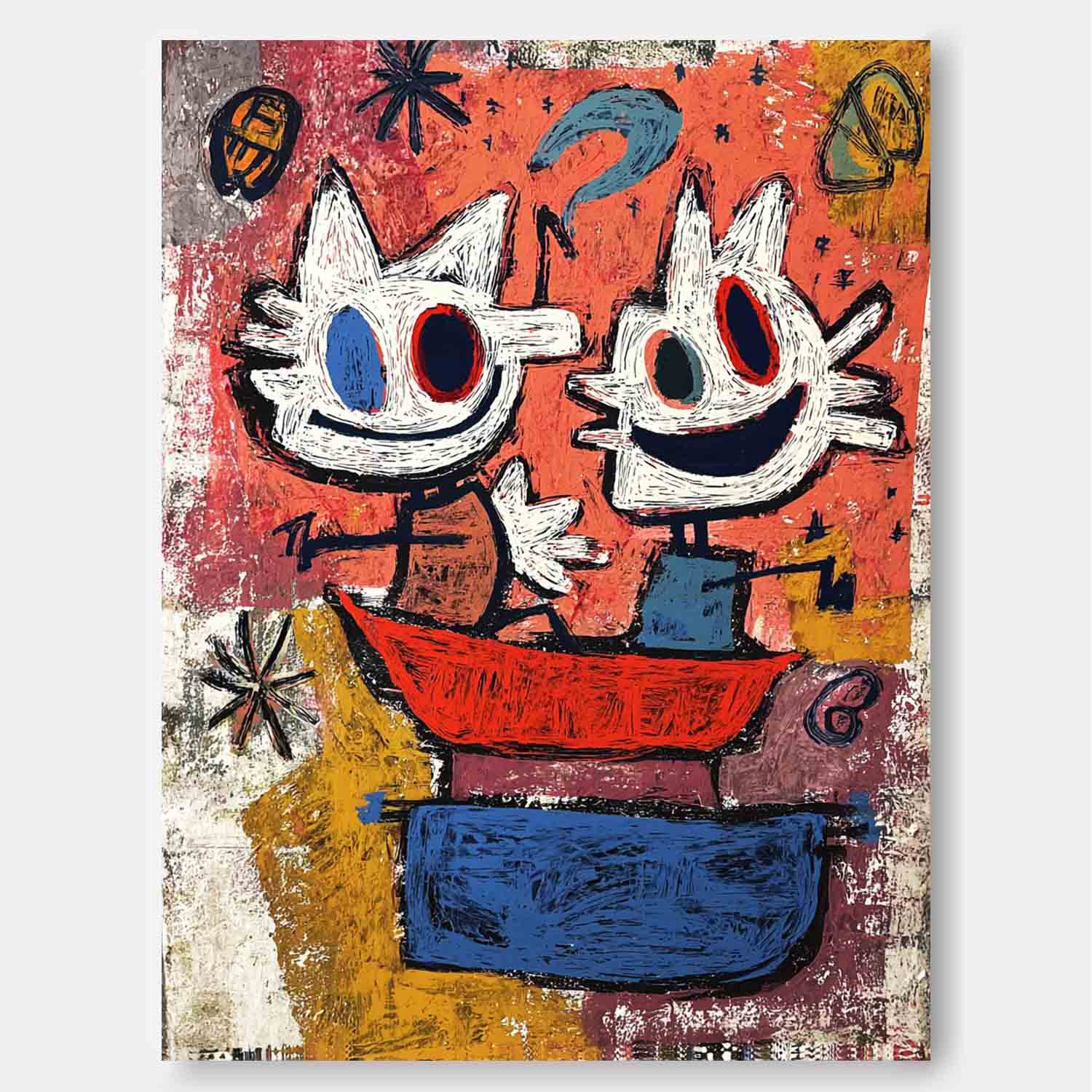 Original Features Artwork Abstract Lovely Characters Painting Canvas Large Graffiti Cartoon Figure Wall Art