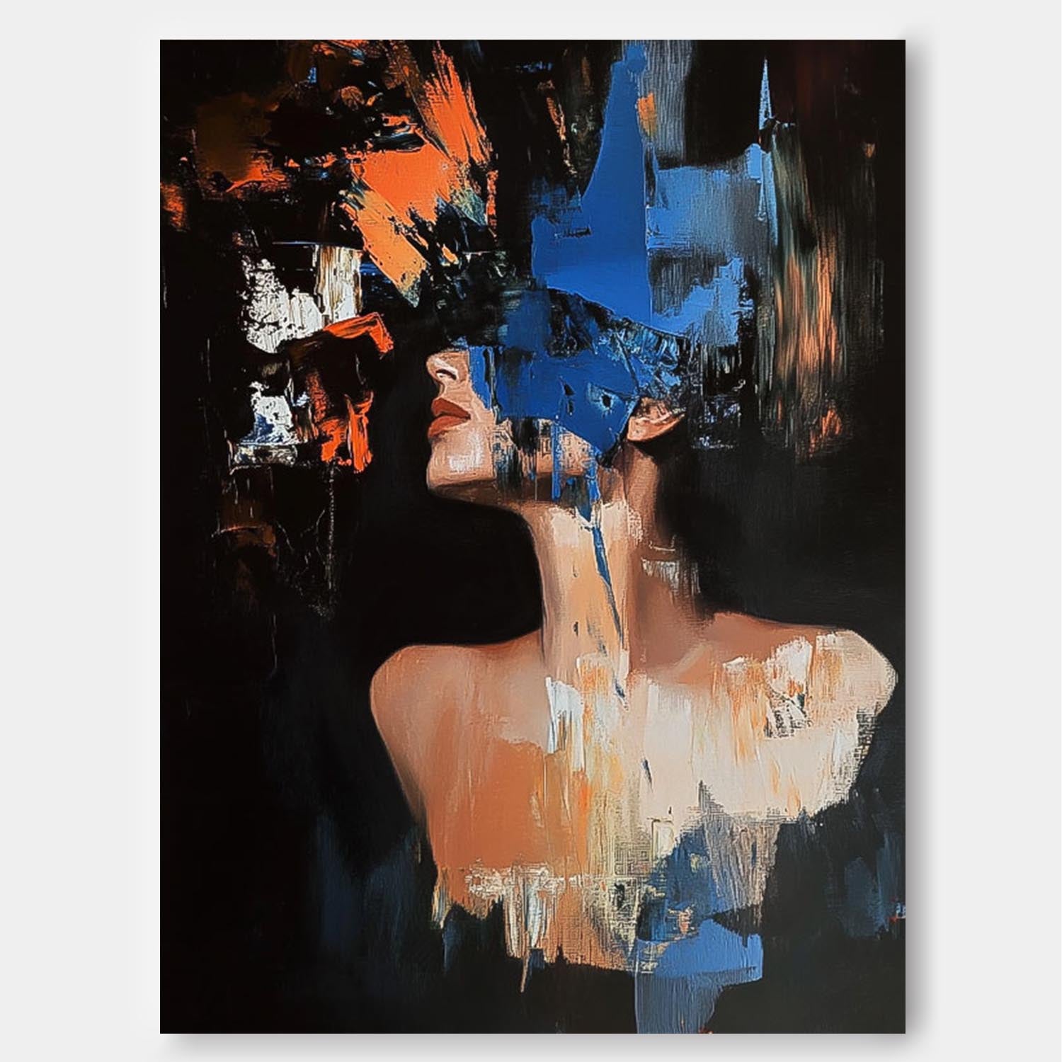 Woman Contemporary Artwork Abstract Female Oil Painting On Canvas Original Texture Noble Lady Wall Art