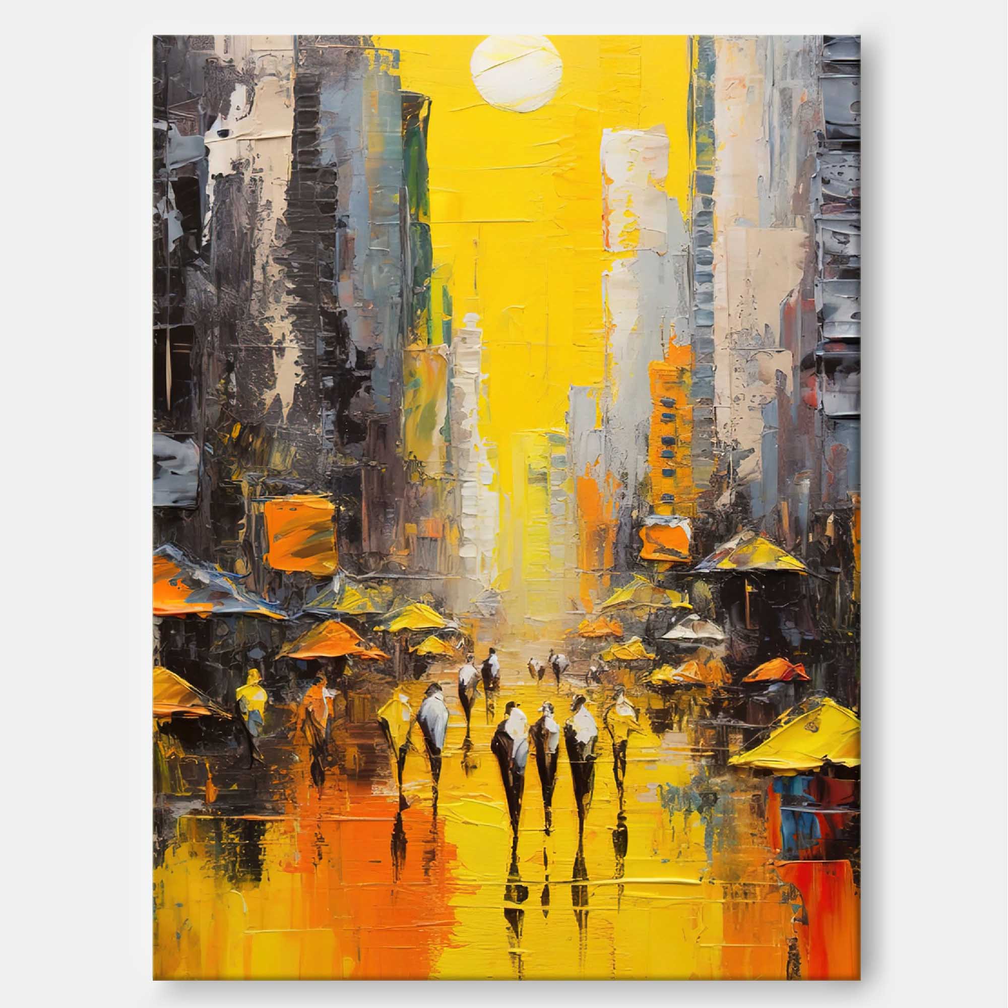 Modern Abstract Cityscape Oil Painting On Canvas Original Urban Scene Art Large Wall Art Living Room