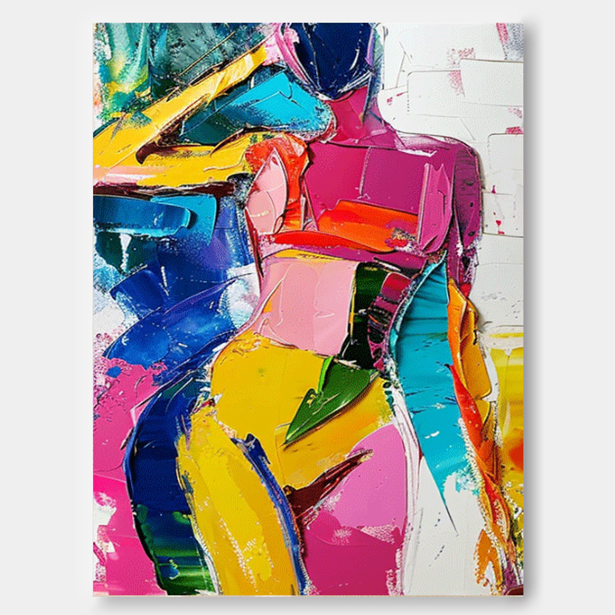 Abstract Colorful Body Oil Painting On Canvas Original Texture Sexy Girl Wall Art Modern Artwork