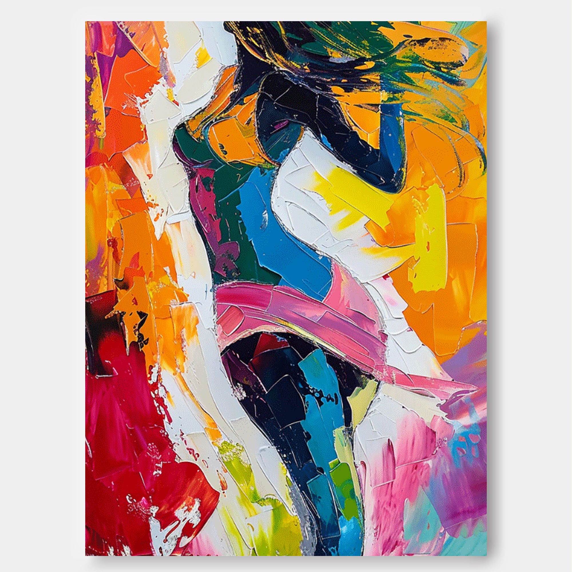 Original Texture Sexy Girl Wall Art Abstract Colorful Body Oil Painting On Canvas Modern Artwork