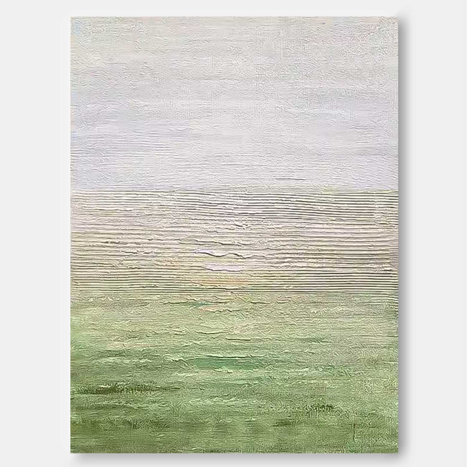 Large Wall Art Texture Minimalist Green Gradient Canvas Oil Painting Abstract Original framed Artwork