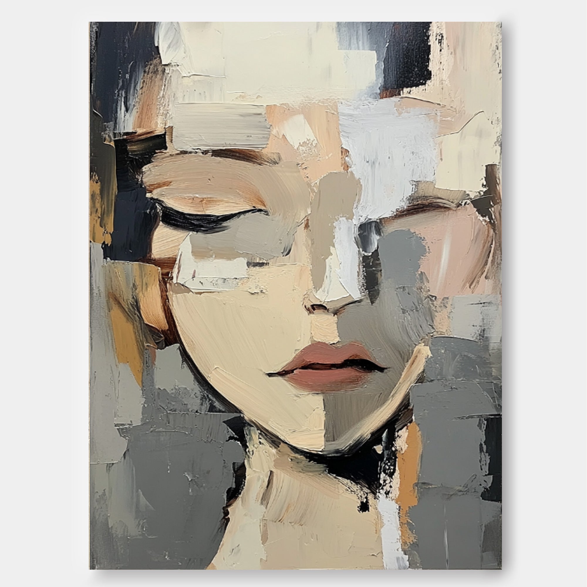 Original Texture Girl Wall Art Abstract Figure oil Painting On Canvas Minimalist Modern Artwork