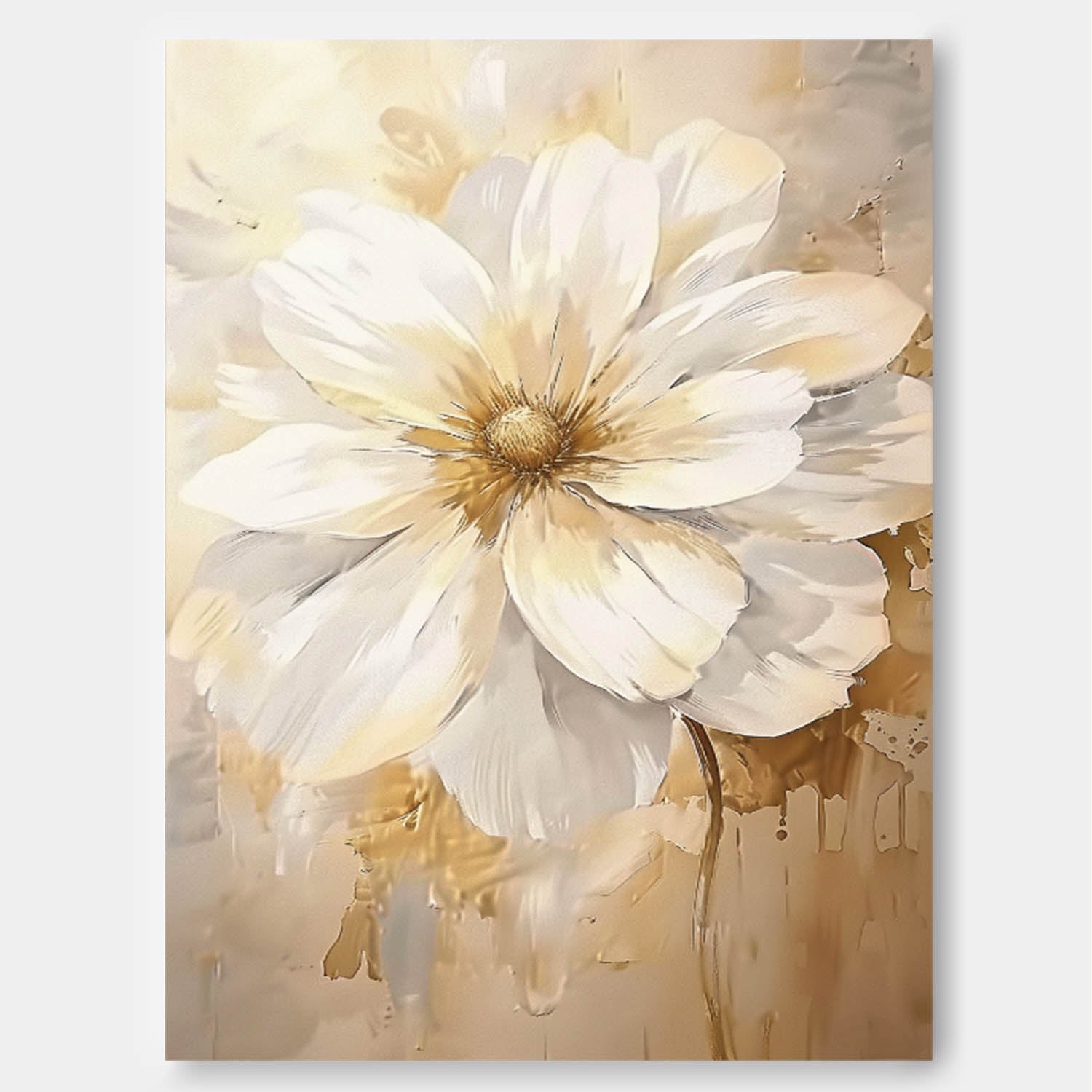 Contemporary Abstract Painting Bright Color Flowers Acrylic Painting Canvas Large Textured Floral Art Framed