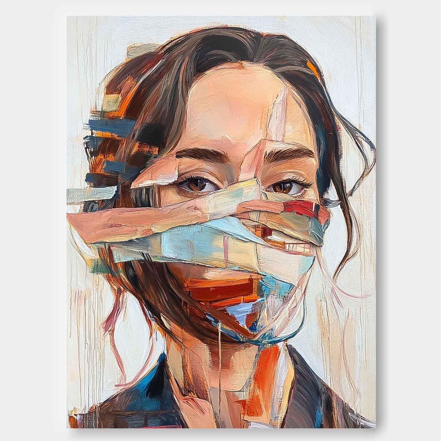 Coloful Lady Contemporary Artwork Abstract Woman Oil Painting On Canvas Original Texture Girl Wall Art