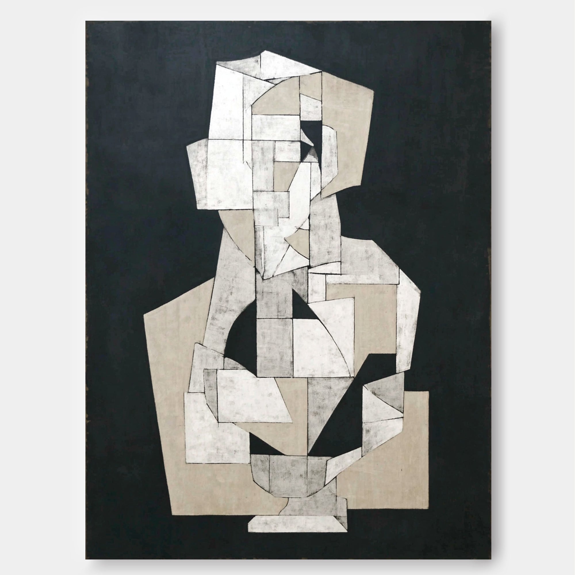 Contemporary Painting For Art Enthusiasts Abstract Geometric Black & White Wall Art Minimalist Decor Art