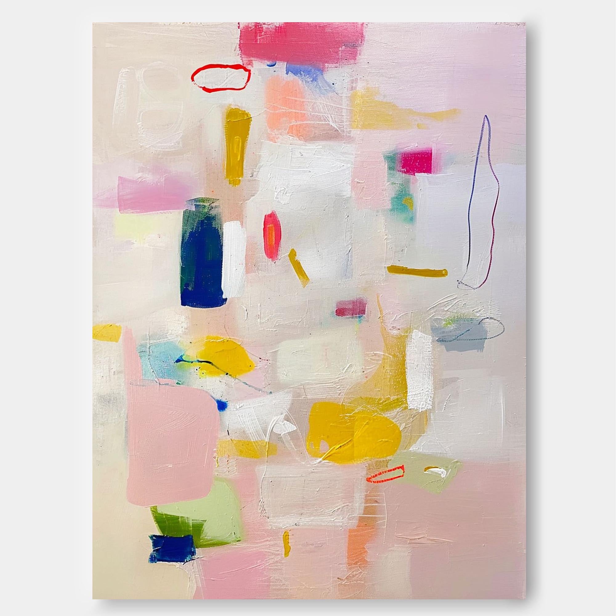 Modern Vibrant Pink Colorful Wall Art Quality Large Original Abstract Oil Painting On Canvas For Living Room