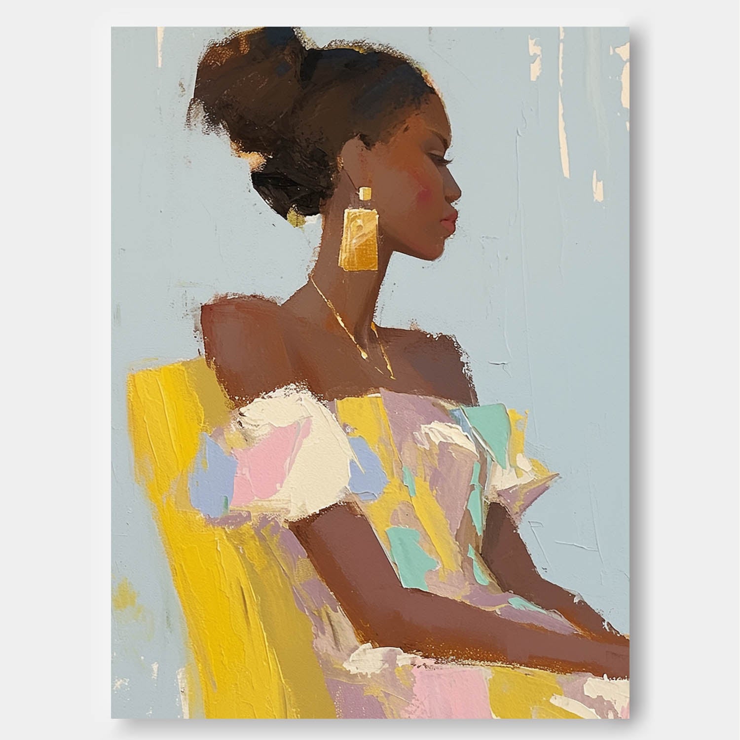 Minimalism Colorful Abstract Artwork Original Elegant Woman Wall Art Vibrant Large Figure Painting Gift