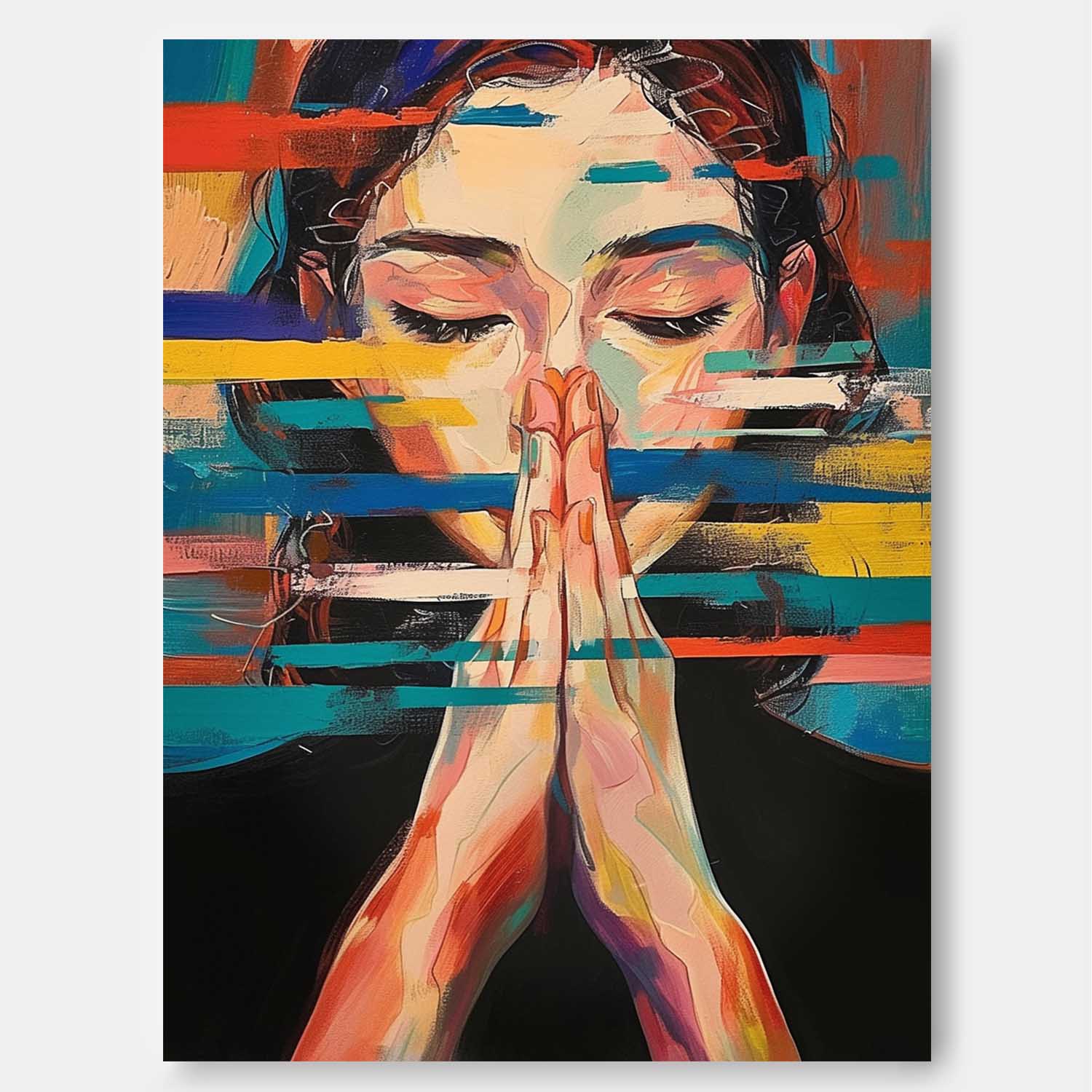 Texture Portrait Large Beauty Lady Wall Art Original Beautiful Girl Painting Canvas Woman Face Figurative Fashion Home Decor