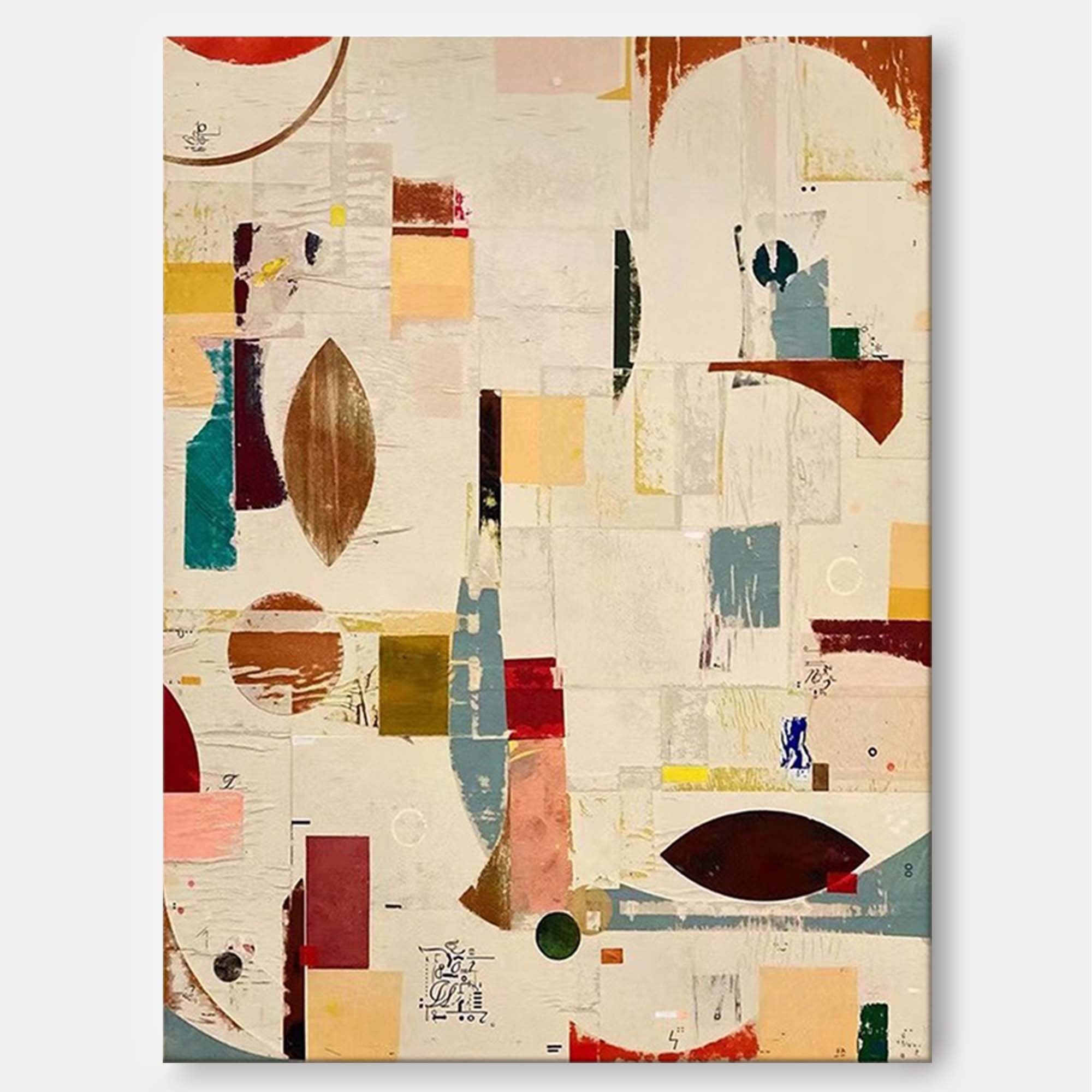 Mid Century Modern Minimalist Painting on Canvas Colorful Geometric Painting Organic Shape Art Custom Canvas Wall Art Living Room Painting