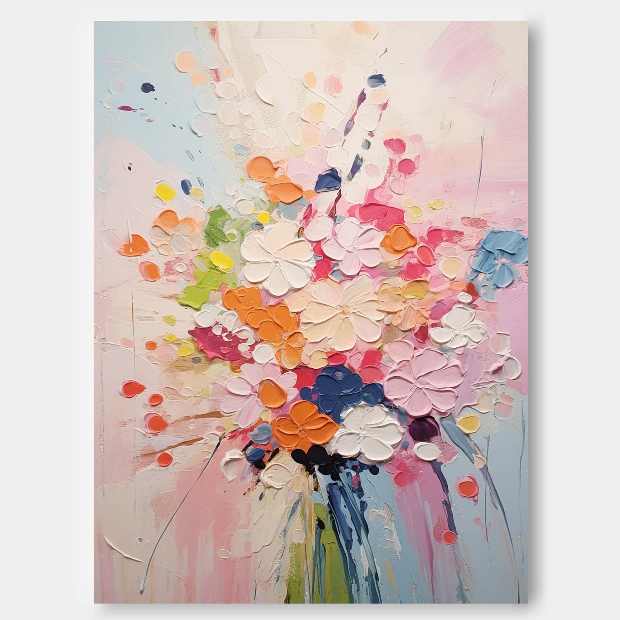 Modern Texture Wall Art Colorful Abstract Bouquet Oil Painting On Canvas Large Original Acrylic Painting Home Decor