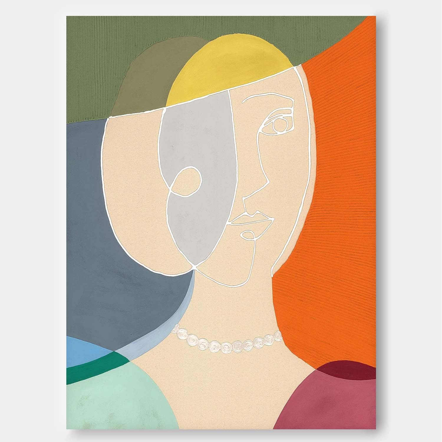 Original Nordic Style Wall Art Minimalism Colorful Abstract Line Artwork Large Figure Painting Gift