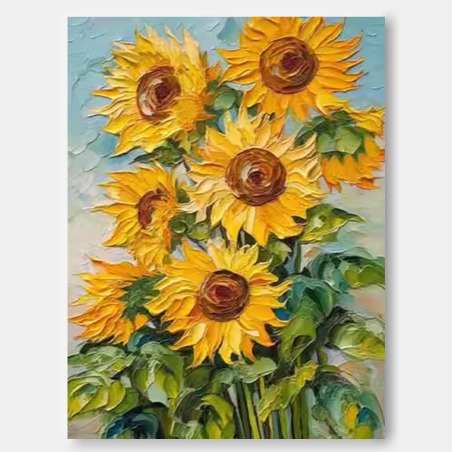 Beautiful Sunflower Painting Acrylic Textured Floral Art Impressionist Plant Paintings For Living Room