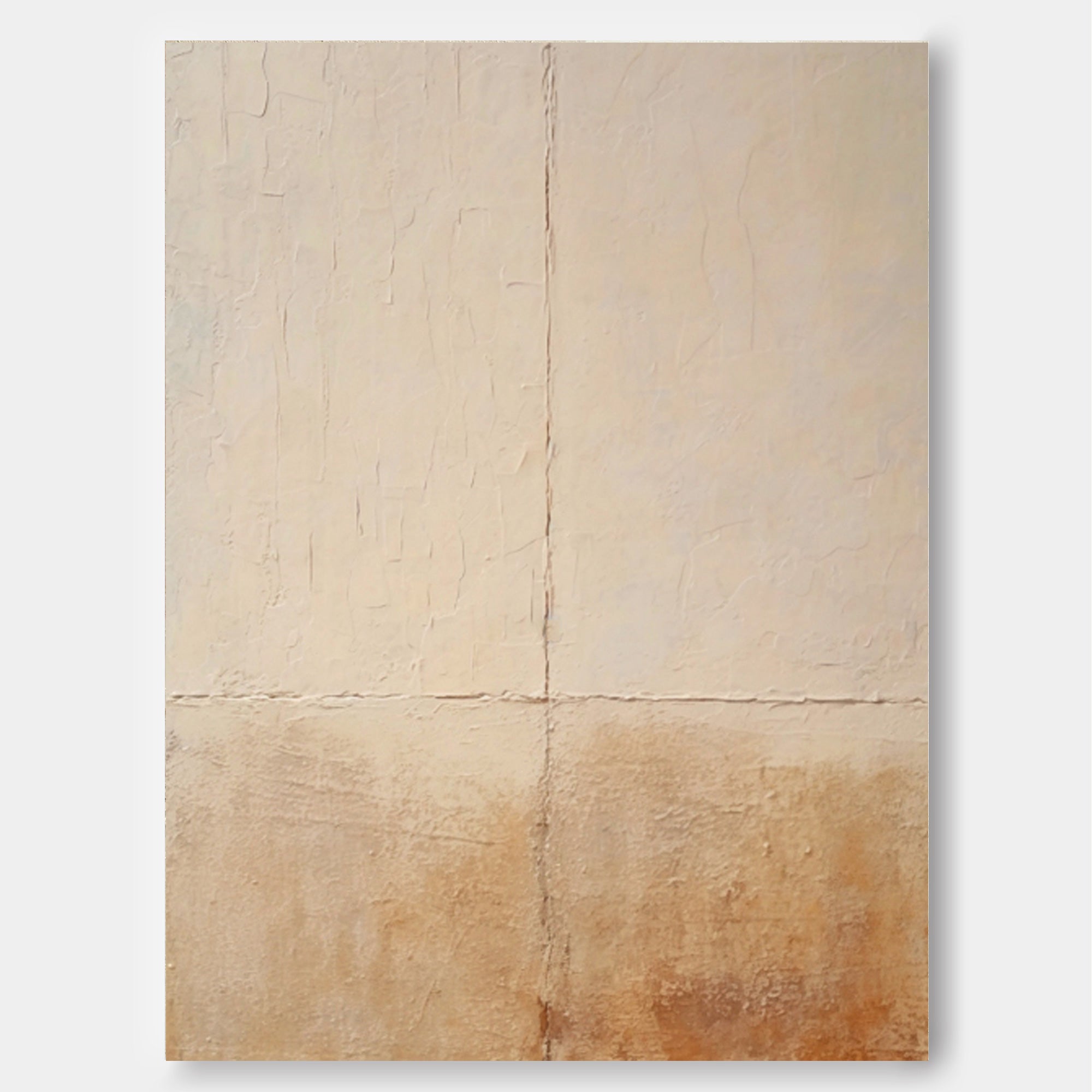 Original Beige and Yellow Minimalist Oil Painting Abstract Large Vintage Wall Art Home Decor