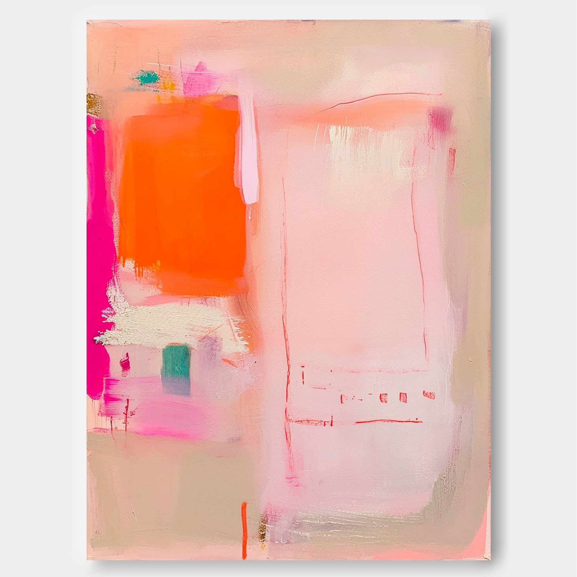 Modern Vibrant Pink Quality Large Art Famous Abstract Artwork Original Oil Painting On Canvas Home Decor