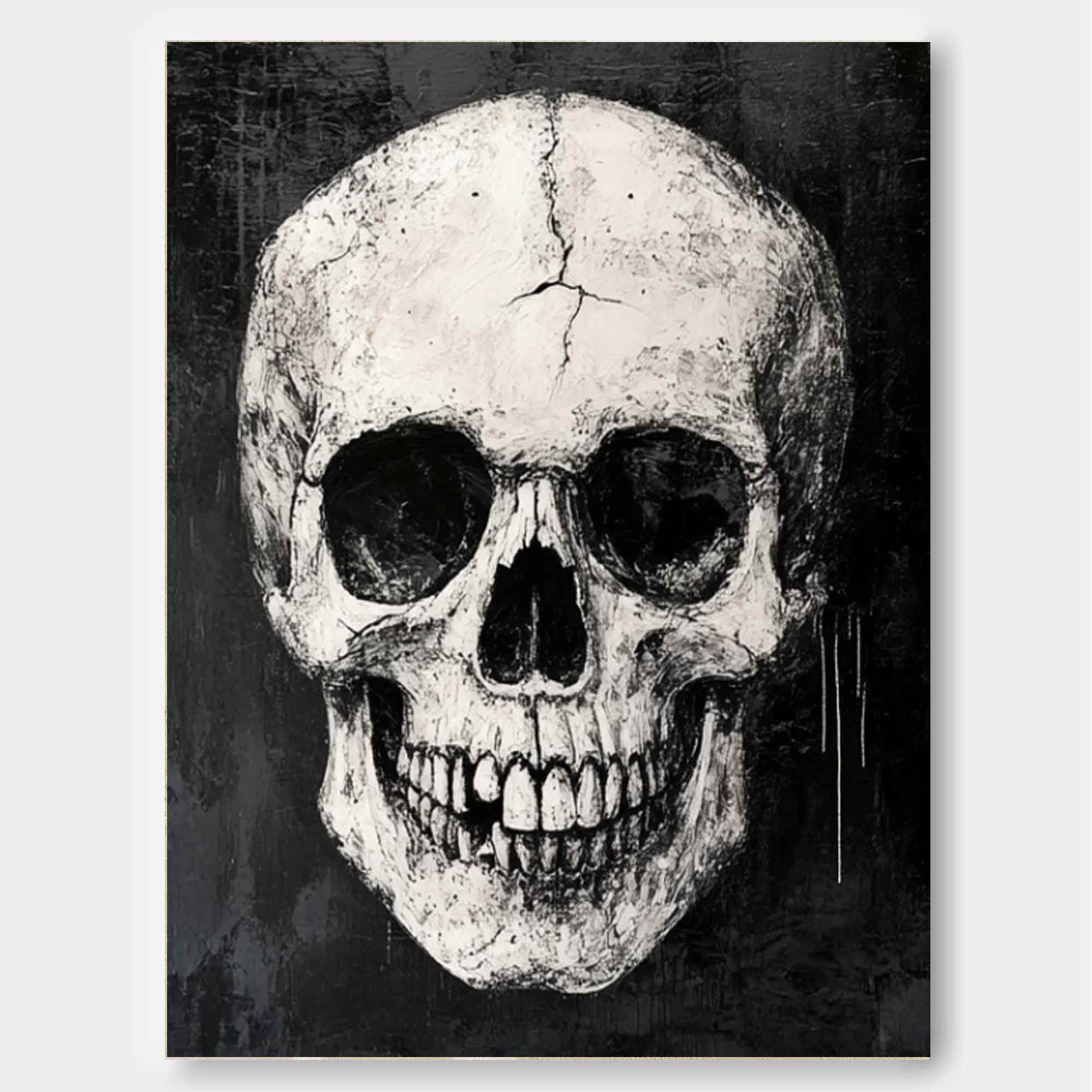 Original Abstract Wall Art Skeleton Painting Cool Tones Large  Acrylic Painting Framed Black Gothic Home Decor Artwork