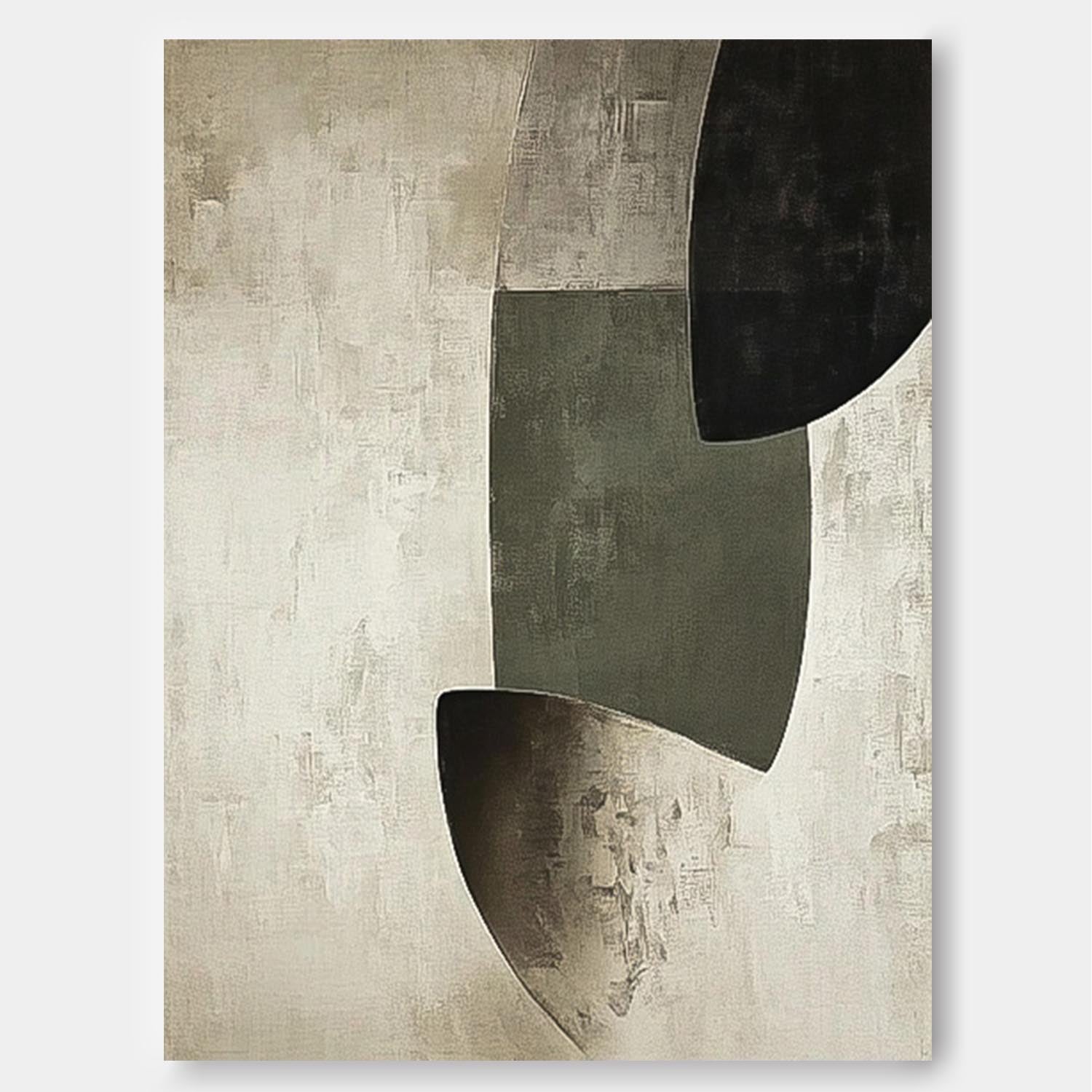 Large Irregular Shape Wall Art Green Original Minimalist Artwork Abstract Oil Painting For Living Room