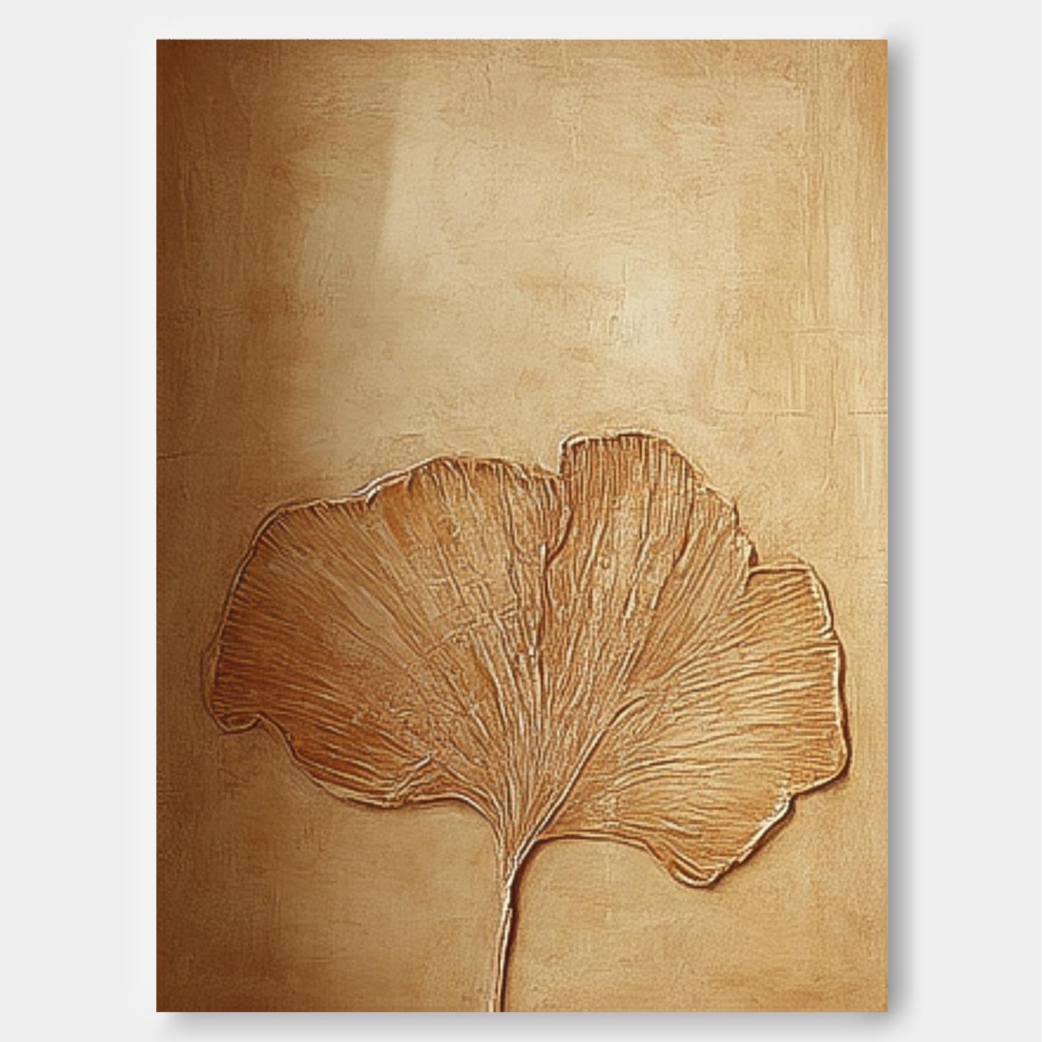 Original Ginkgo Leaf Painting Exquisite Ginkgo Leaf Acrylic Painting Textured Brown Floral Art For Living Room