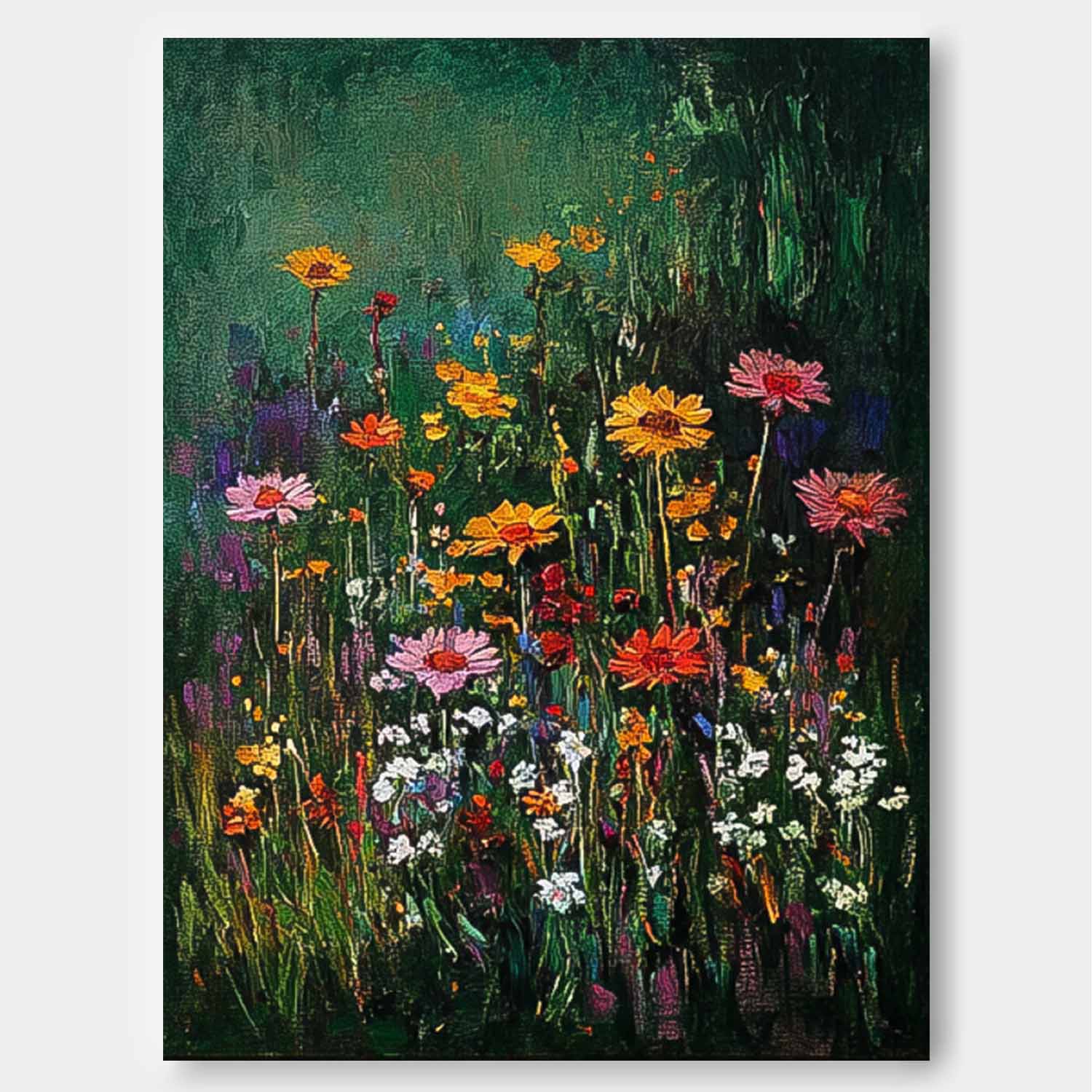 Big Original Texture Beautiful colorful Flowers Artwork Abstract Flower Oil Painting On Canvas Framed
