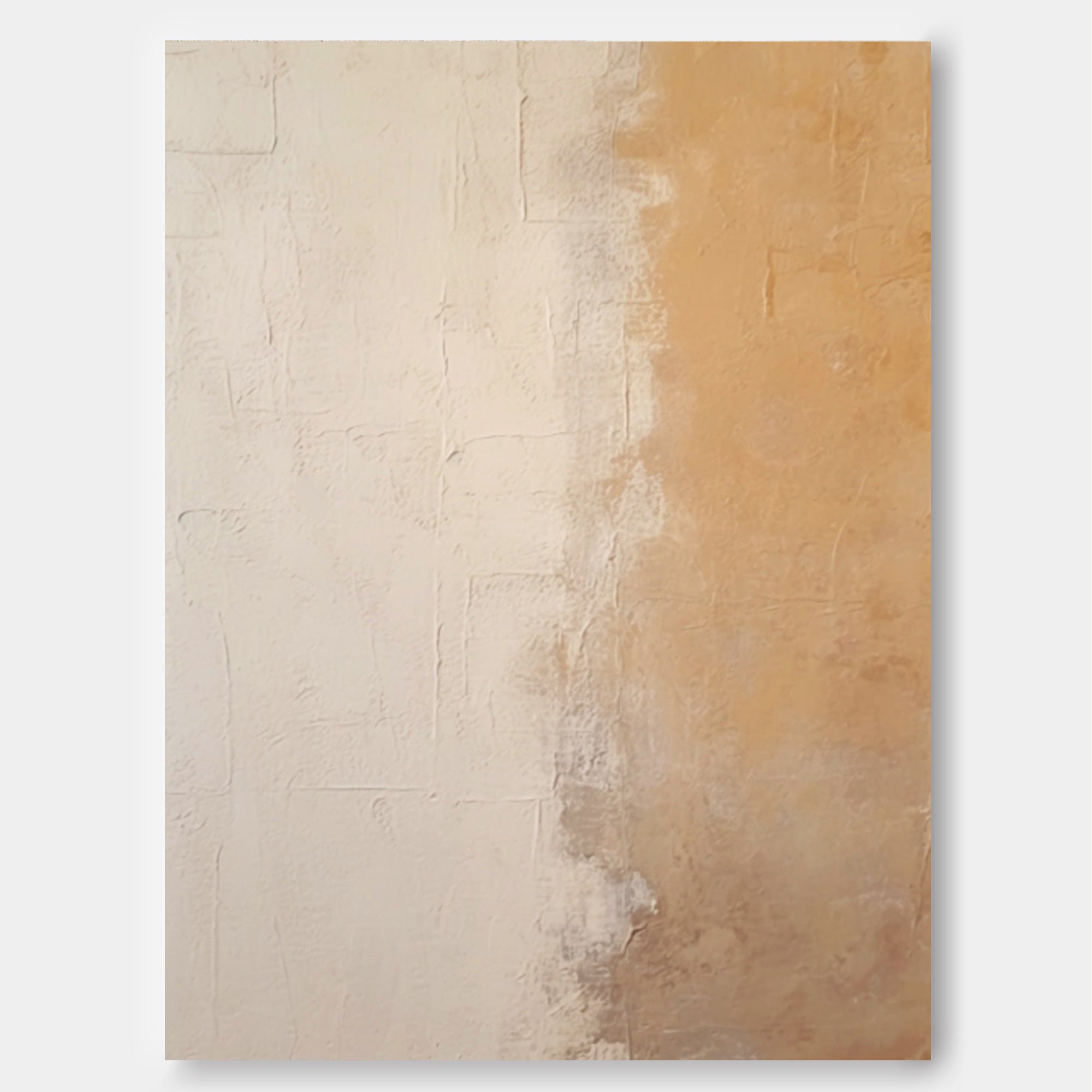 Large Beige Minimalist Wall Art Canvas With Frame Oil Painting Abstract Large vintage Oil Painting Home Decor