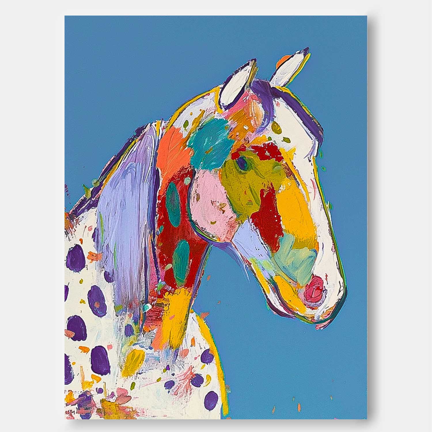 Large Acrylic Painting Minimalism Graffiti Animal Oil Painting Modern Horse Abstract Wall Art Home Decor
