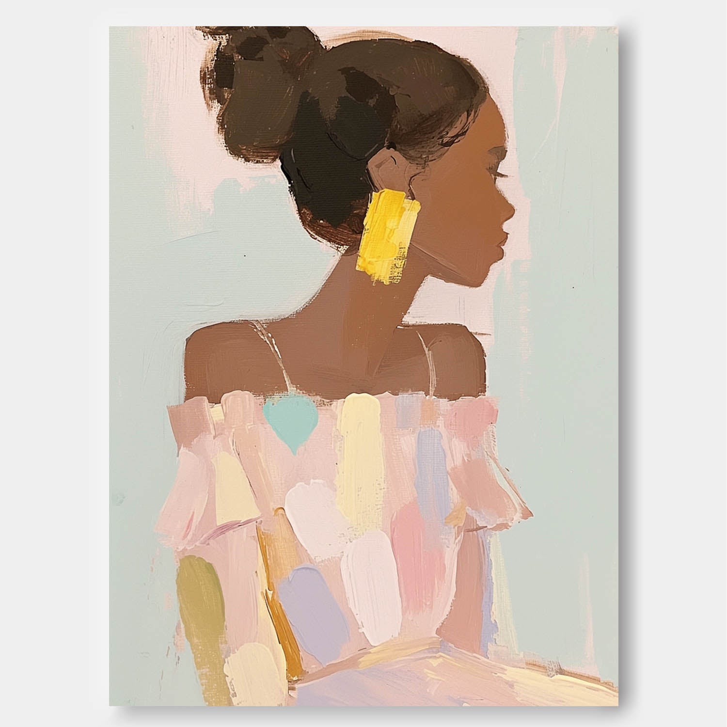 Original Elegant Woman Wall Art Vibrant Large Figure Painting Minimalism Colorful Abstract Artwork Gift