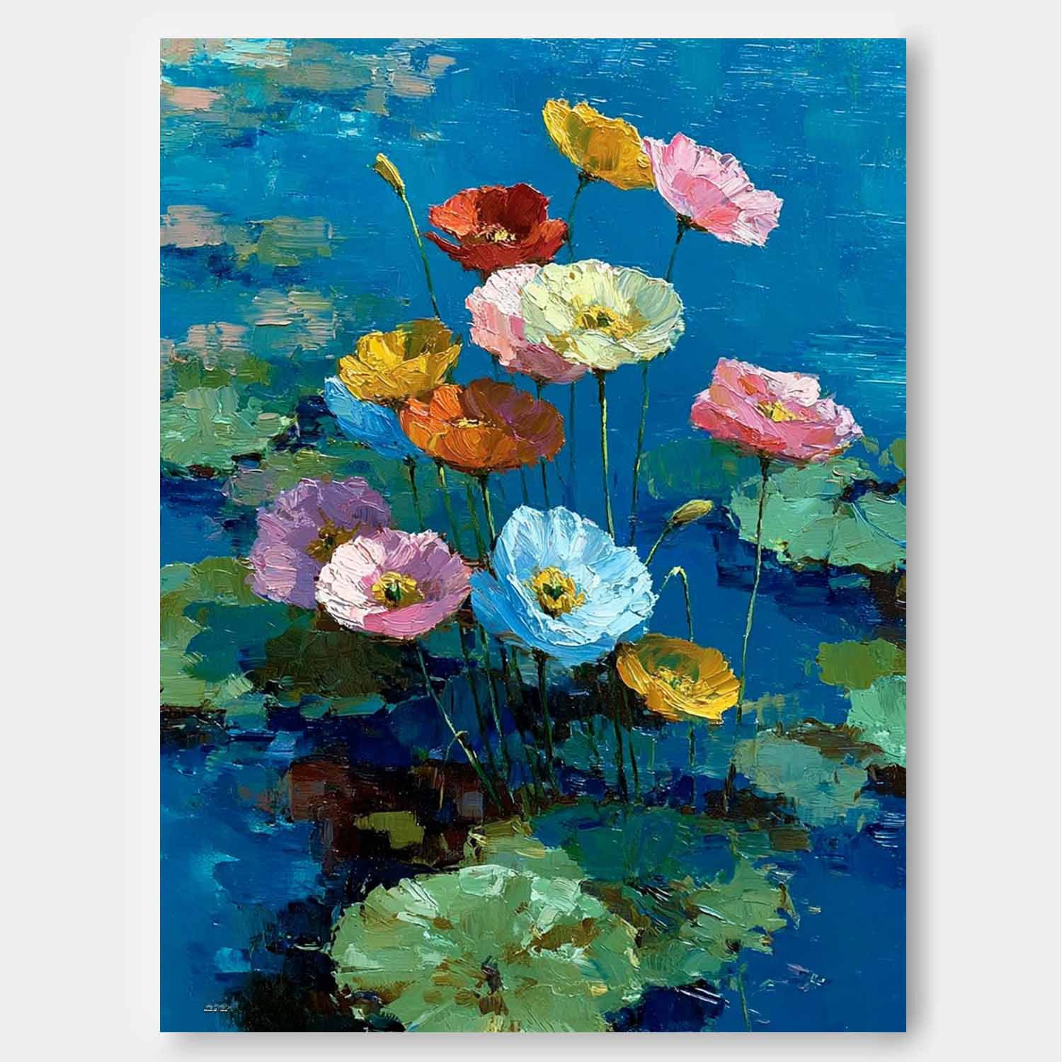 Texture Plant Wall Art Original Modern Flower Artwork Large Vibrant Bold Color Floral Oil Painting