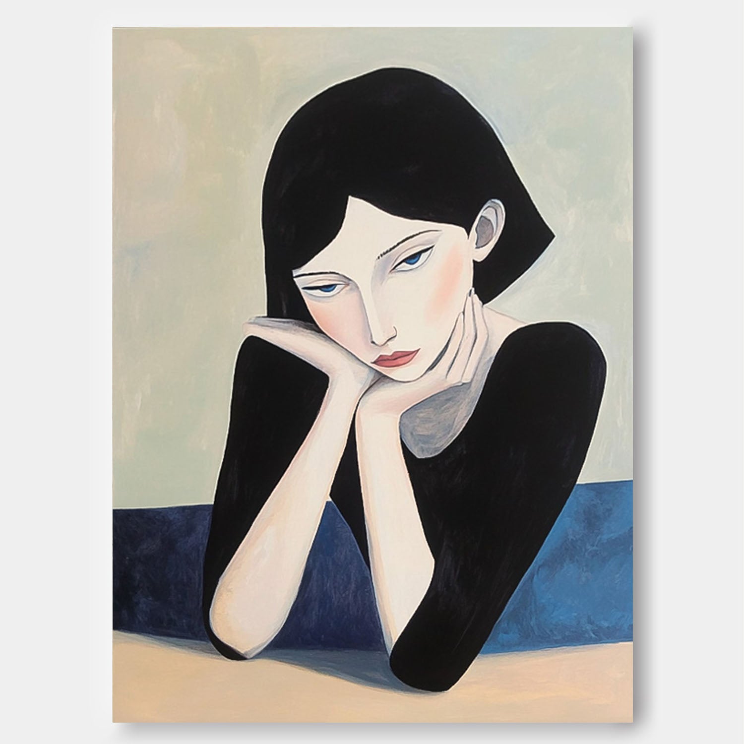 Original Texture Short Hair Woman Wall Art Abstract Figure Oil Painting On Canvas Portrait Modern Artwork