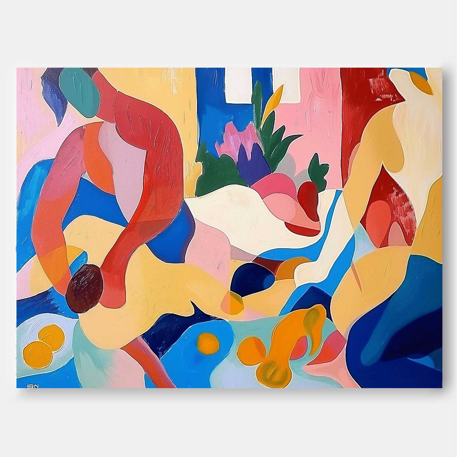 Artistic Faces Painting Bold Cubist-Inspired Modern Art Painting Figures Art Abstract Portraiture Expressive Characters Artwork