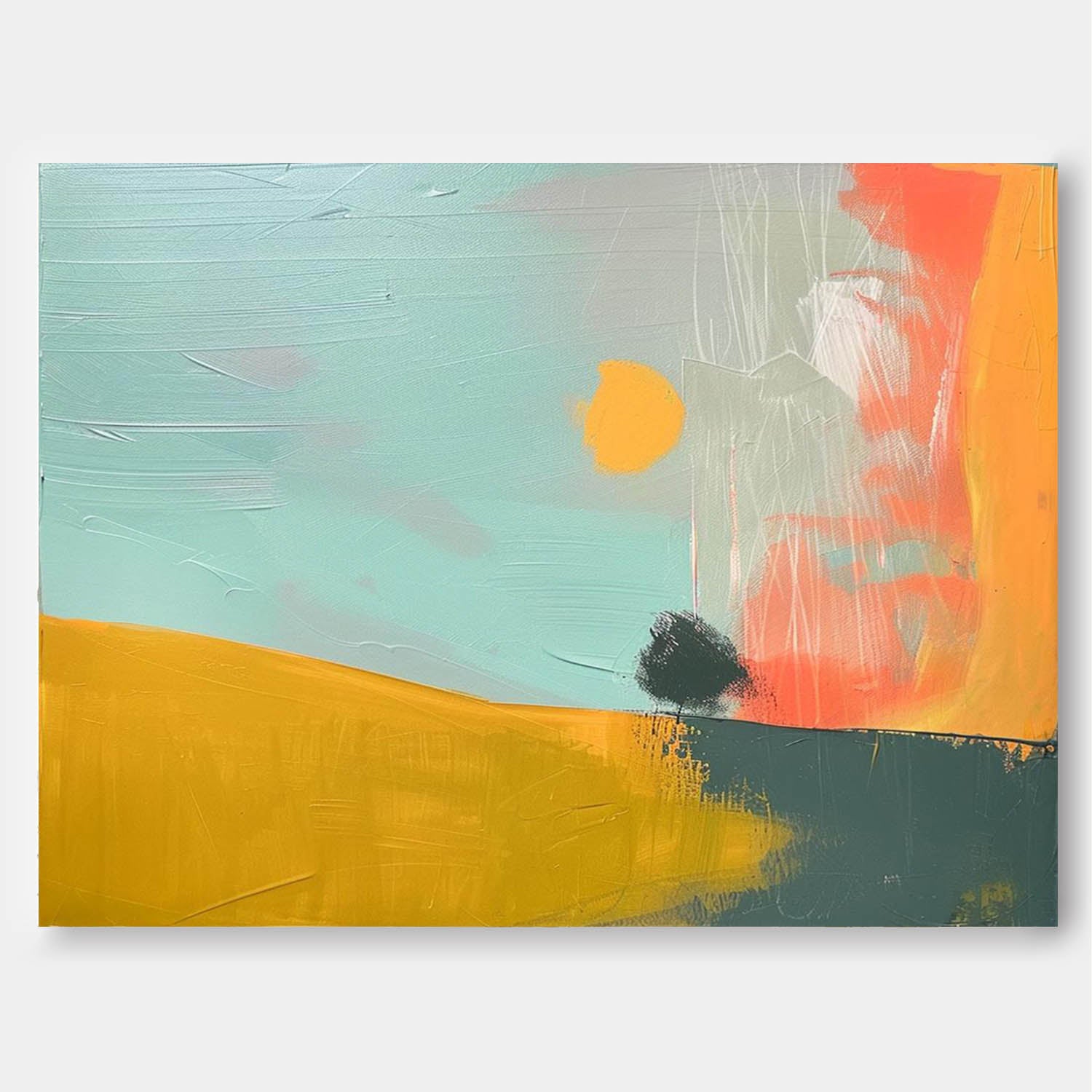 Modern Bright Colorful Natural Artwork Abstract Landscape Oil Painting Texture Acrylic painting