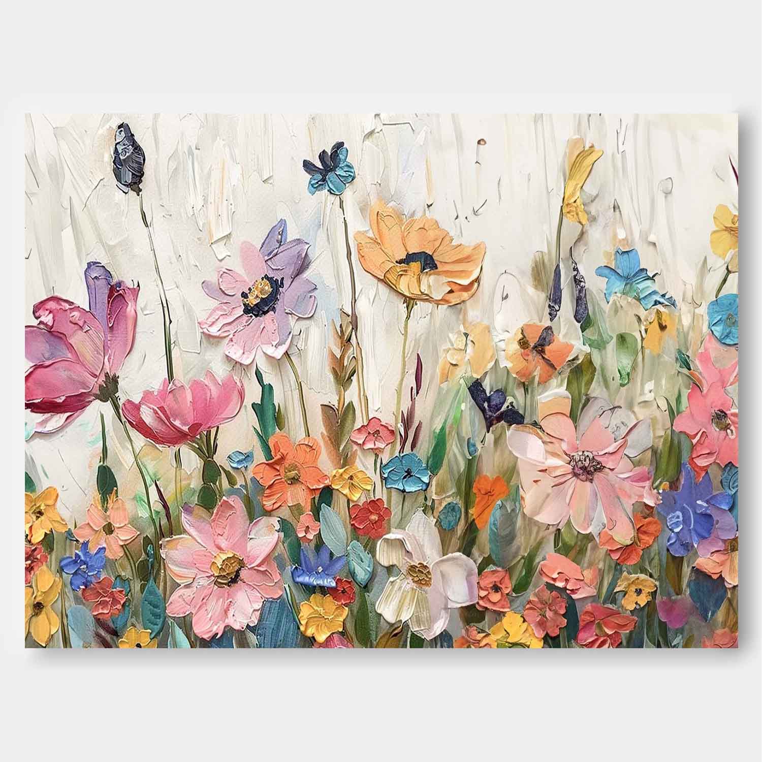 Horizontal Flower Beauty Texture Artwork Original Abstract Colorful Oil Painting On Canvas Home Decor Gift